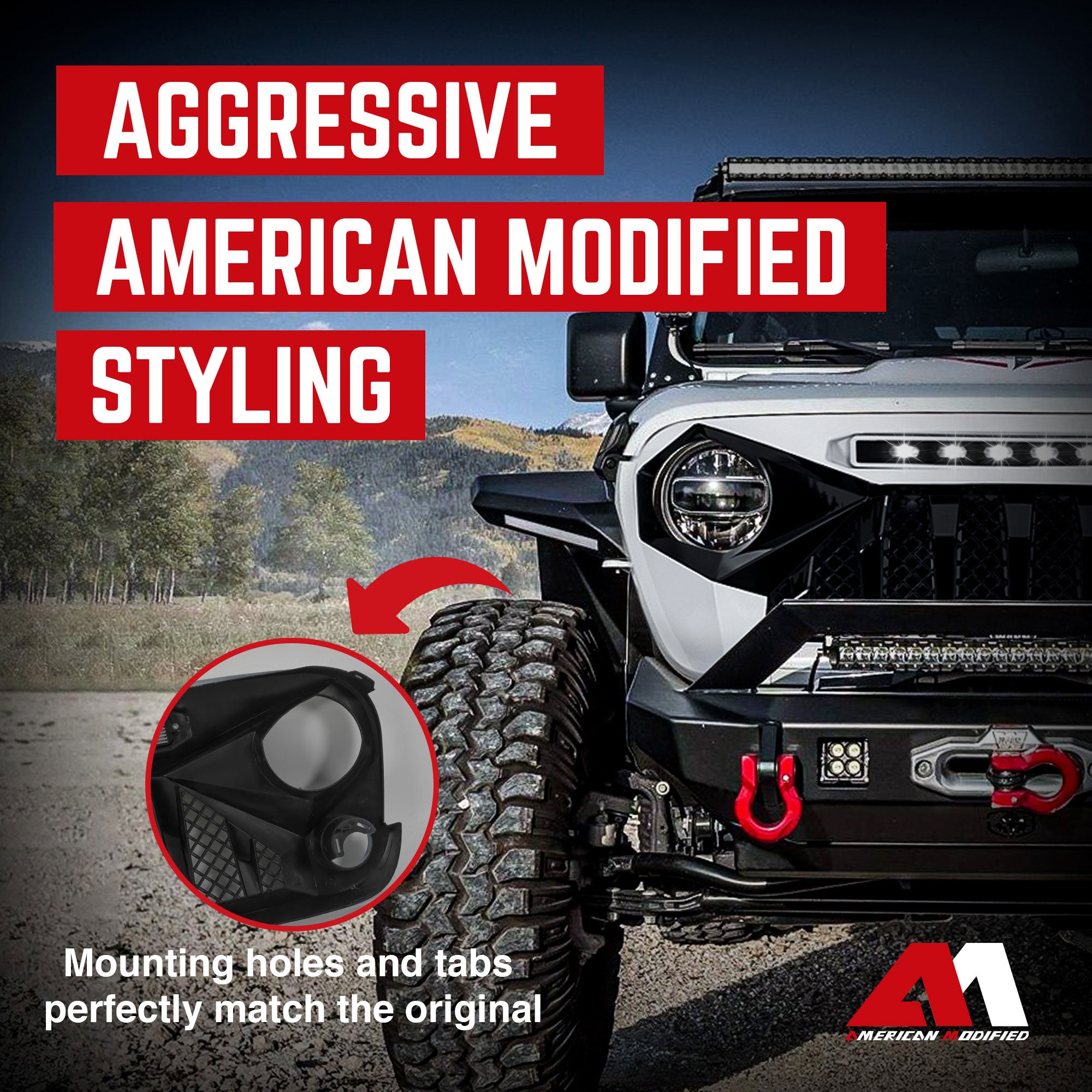 AMERICAN MODIFIED Demon Grille, 2018-2023 Wrangler JL & Gladiator JT(Open Box) - VMInnovations