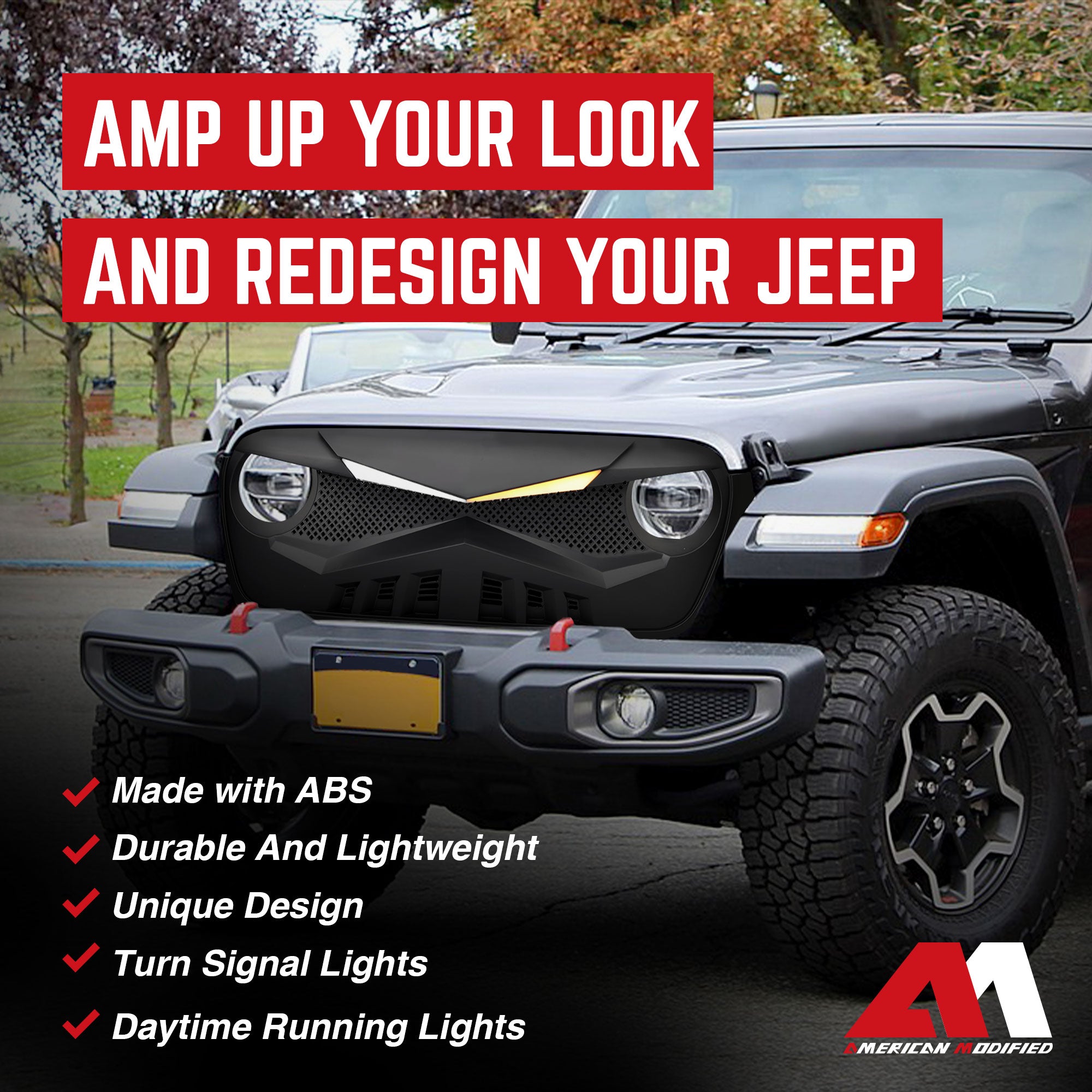 American Modified Grille Compatible w/18-23 Wrangler JL & Gladiator JT (Used) - VMInnovations