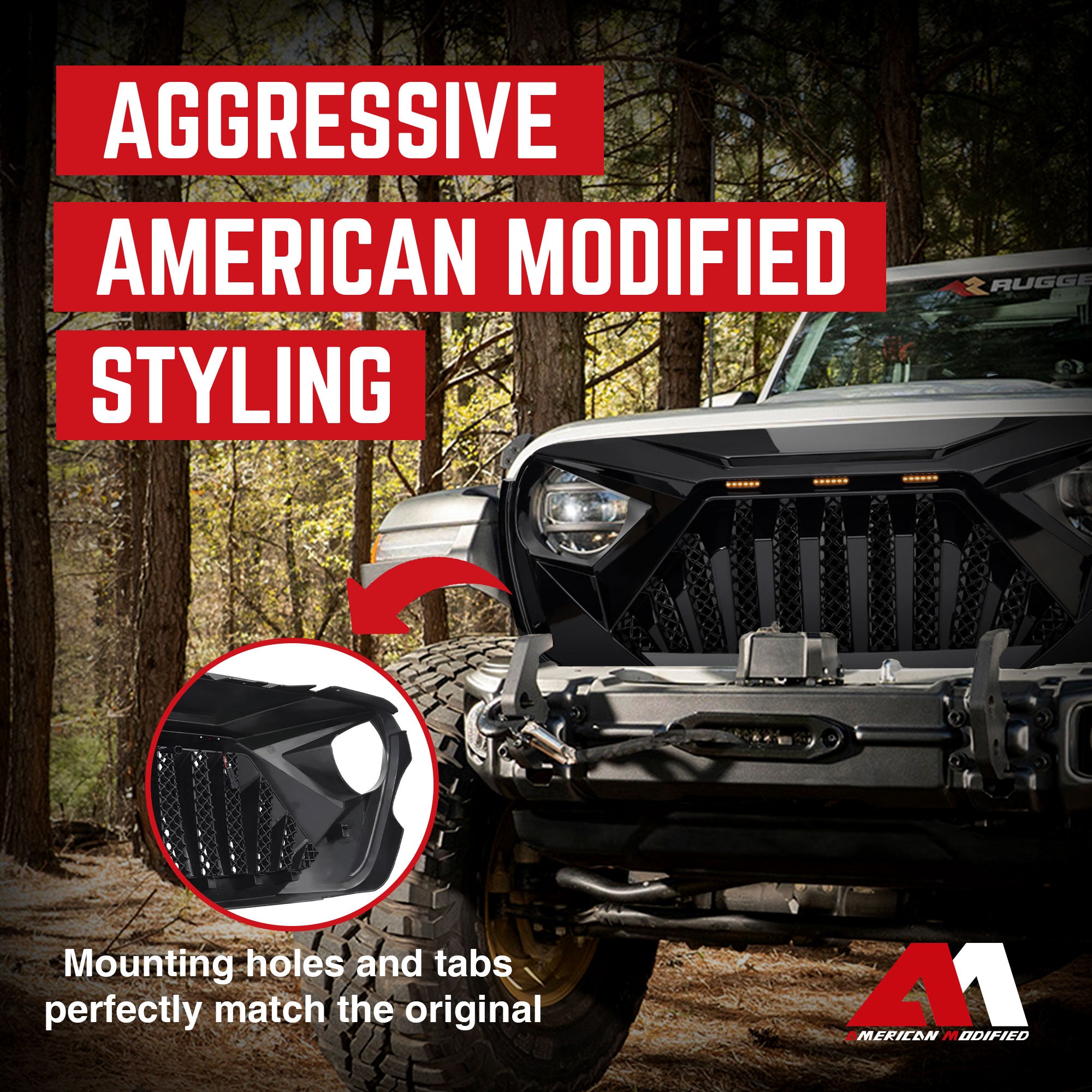 American Modified Goliath Grille for 2018 Wrangler JL & 2020 Plus Gladiator JT - VMInnovations