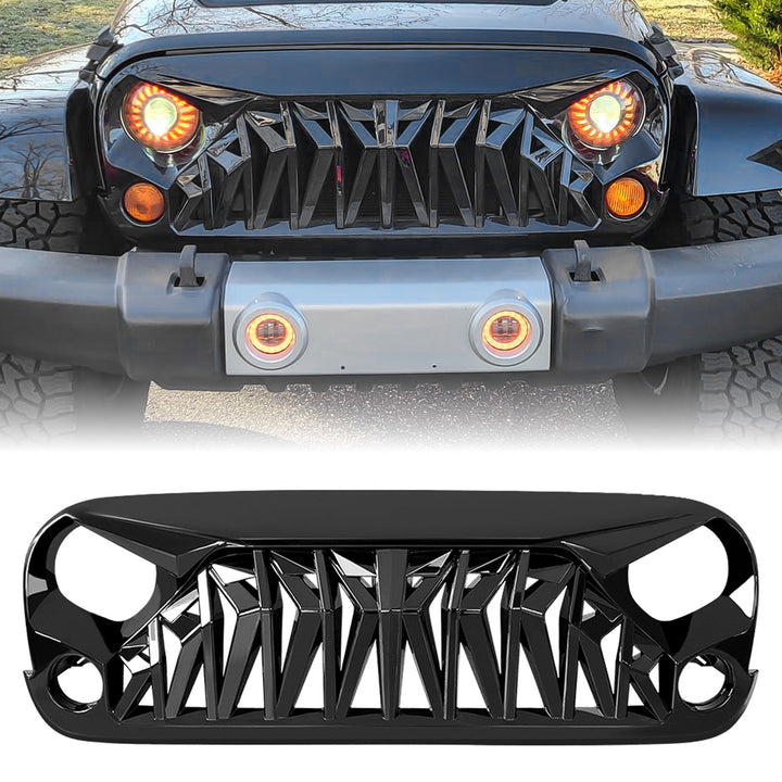 AMERICAN MODIFIED Front Shark Grille Compatible with 2007-2018 Wrangler JK/JKU - VMInnovations