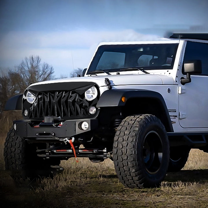 AMERICAN MODIFIED Front Shark Grille Compatible with 2007-2018 Wrangler JK/JKU - VMInnovations