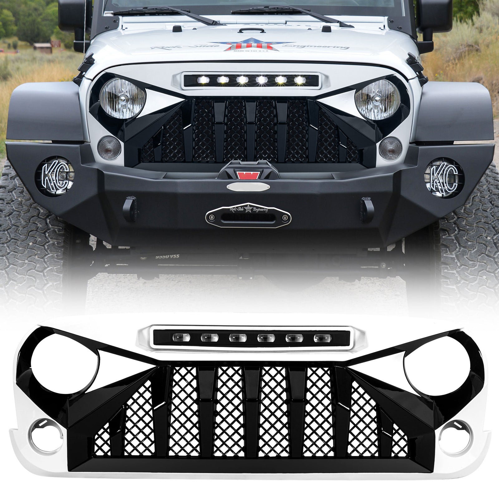 American Modified Front Gladiator Grille Compatible with 07-18 Jeep Wrangler JK - VMInnovations