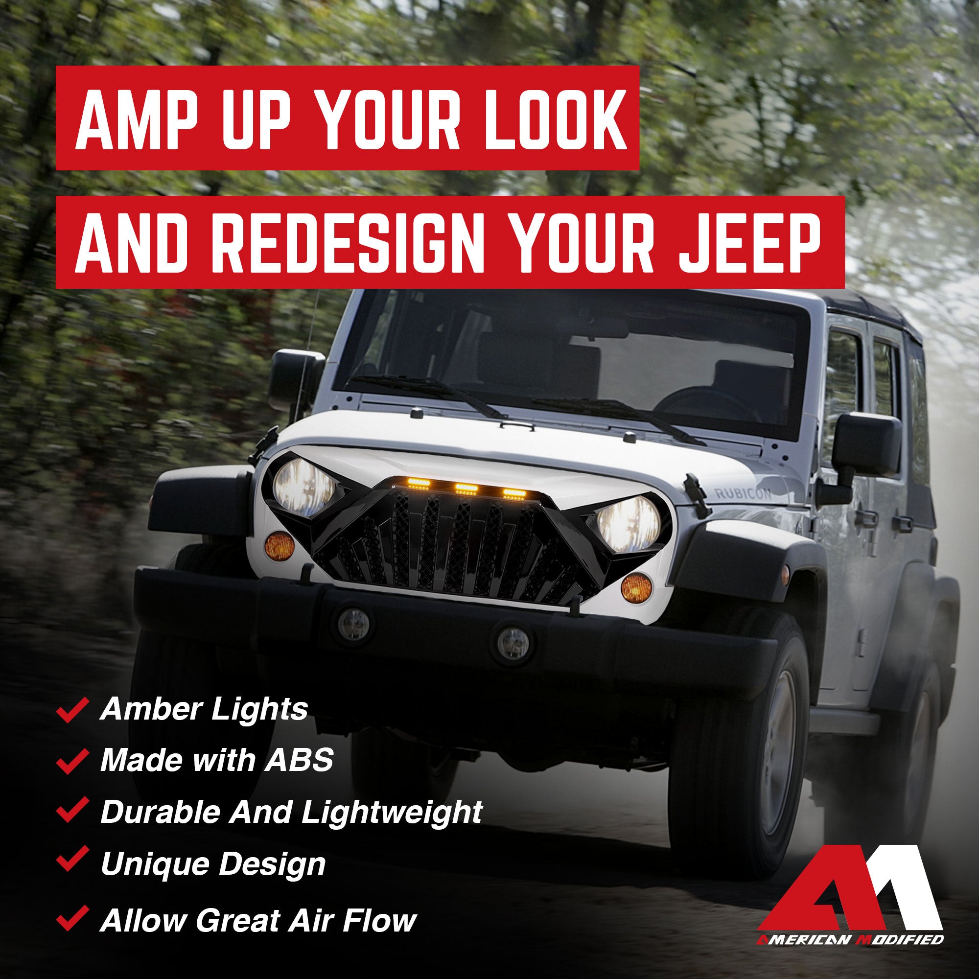 American Modified Goliath Grille Compatible w/07-18 Jeep Wrangler JK (Open Box) - VMInnovations