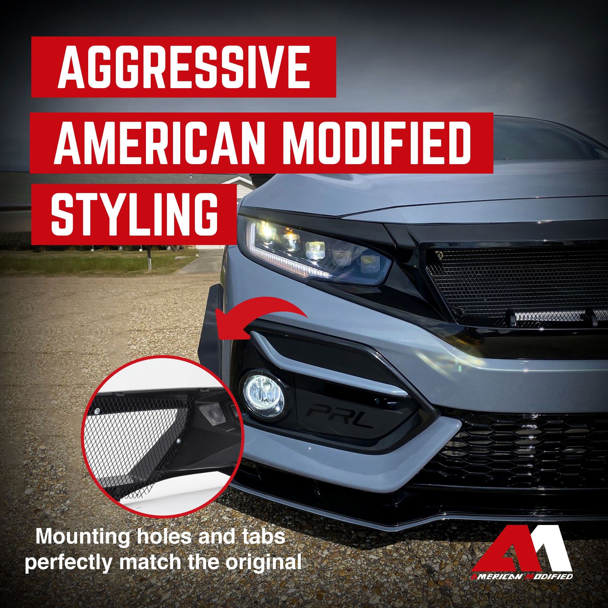 AMERICAN MODIFIED Sports Grille, '16-'21 Honda Civic/Sedan/Hatchback/FK8(Used) - VMInnovations