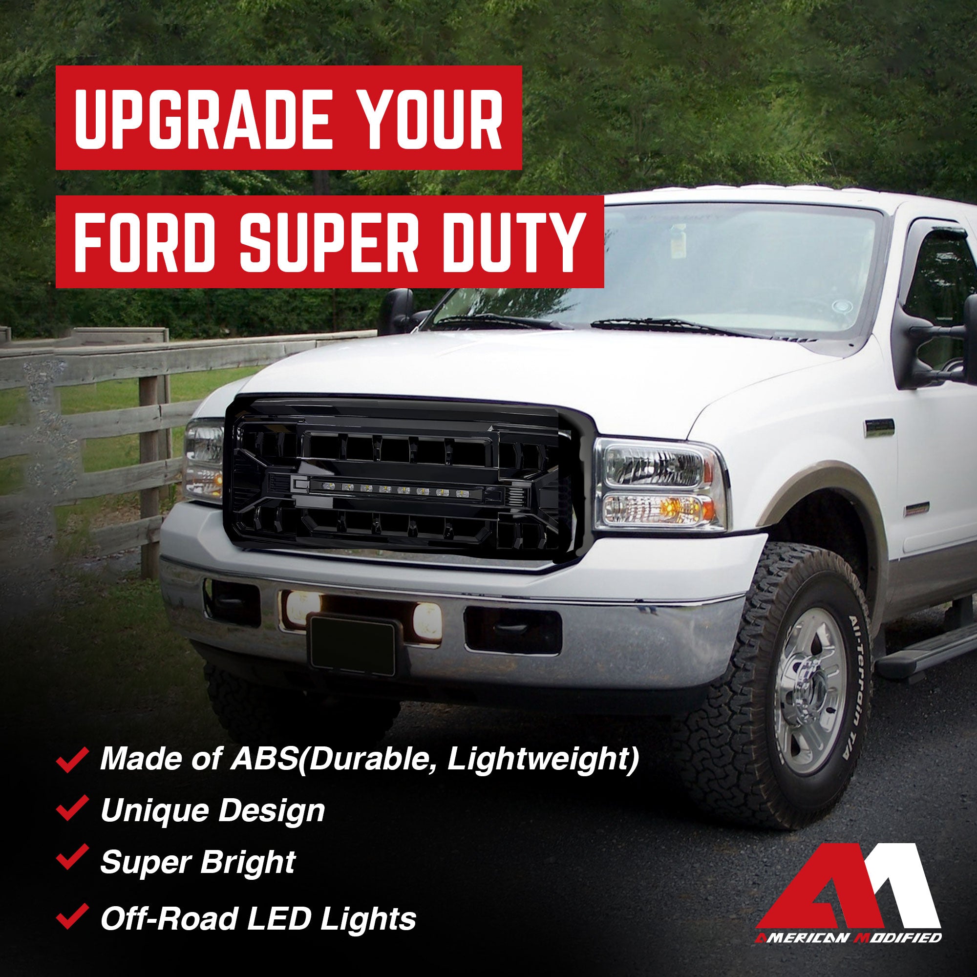 AMERICAN MODIFIED Armor Grille for 2011 to 2016 Ford F250 with Off Road Lights - VMInnovations