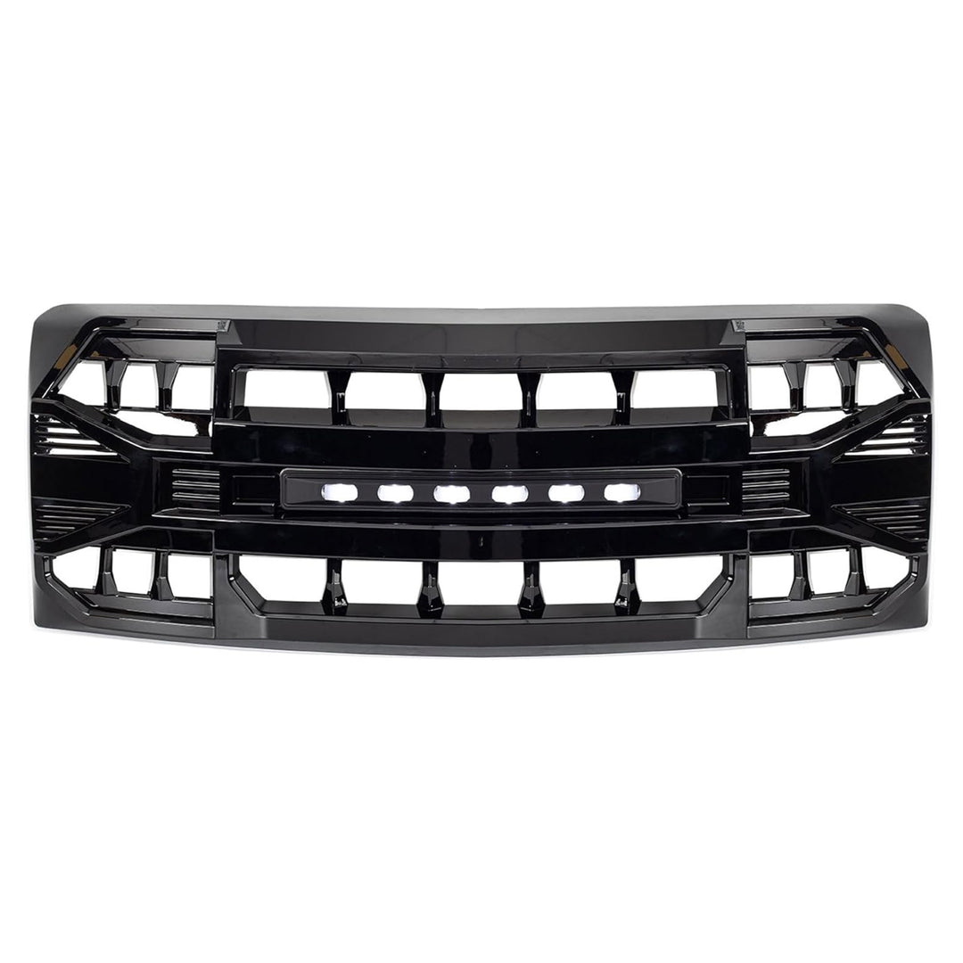 AMERICAN MODIFIED Front Armor Grille Compatible w/ 09-14 Ford F150, Glossy Black - VMInnovations