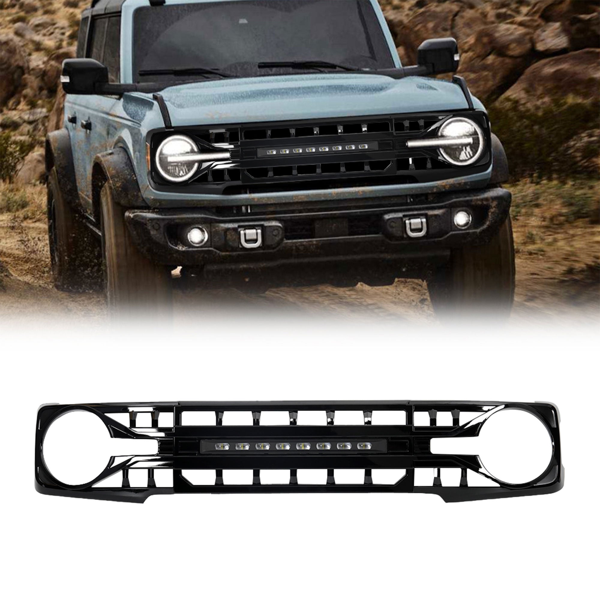 AMERICAN MODIFIED Grille for 2021 to 2023 Ford Bronco w/Off Road Lights (Used) - VMInnovations