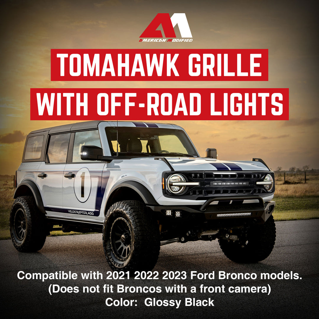 AMERICAN MODIFIED Armor Grille for 2021 to 2023 Ford Bronco w/Off Road Lights - VMInnovations