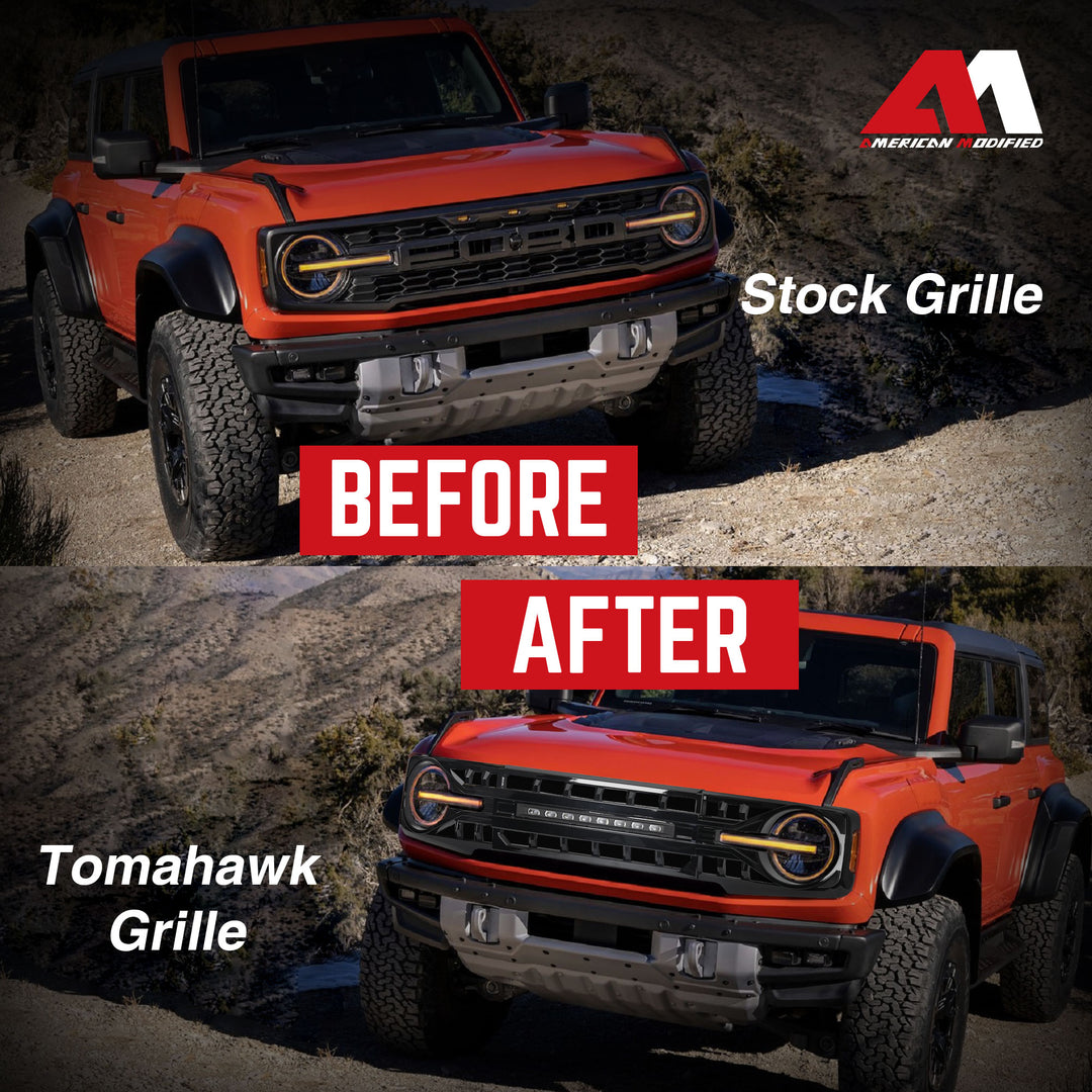 AMERICAN MODIFIED Armor Grille for 2021 to 2023 Ford Bronco w/Off Road Lights - VMInnovations