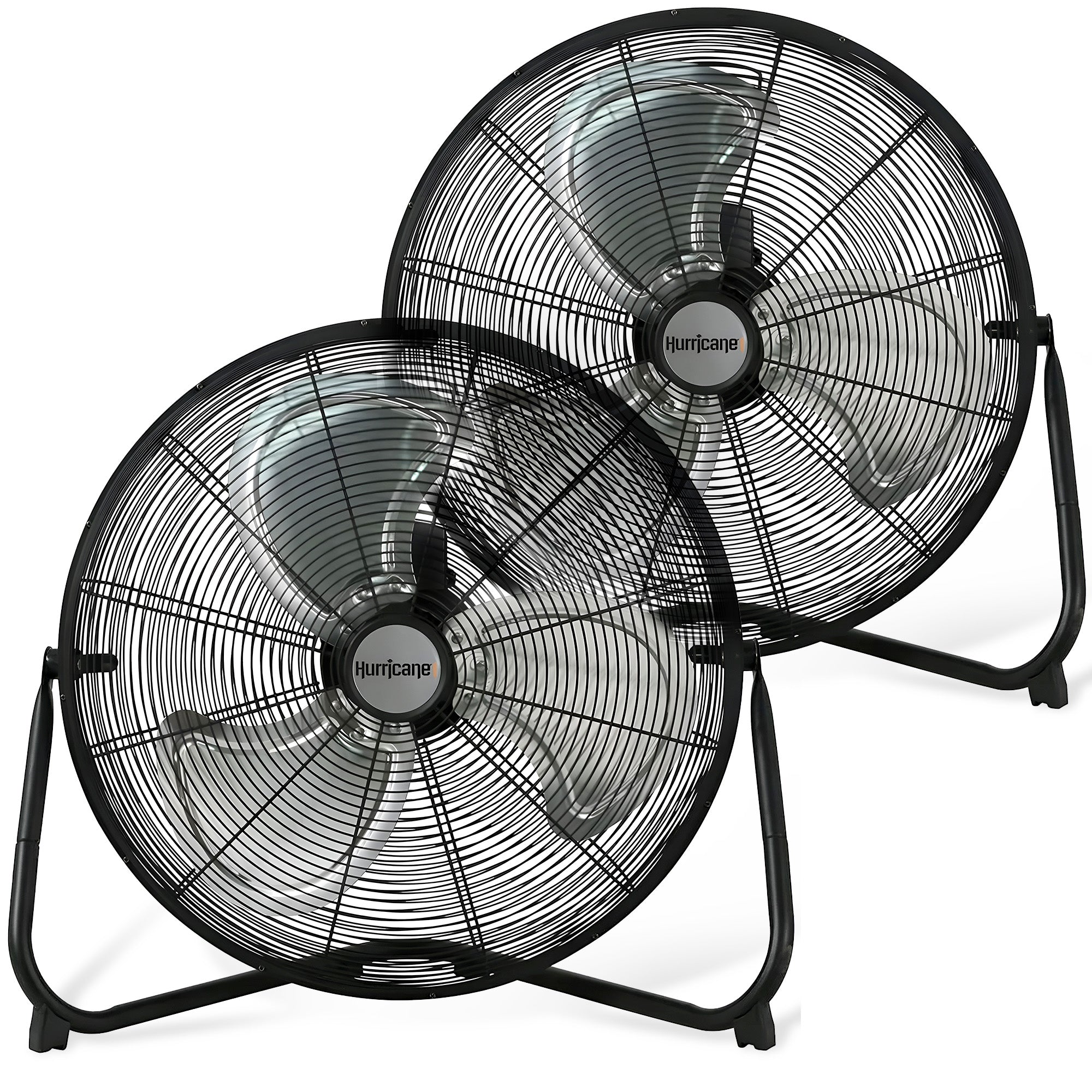 Hurricane Pro 20 Inch 3 Speed High Velocity Metal Floor Fan, Black (2 Pack) - VMInnovations