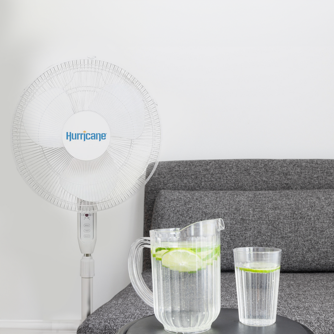 Hurricane Supreme 16 Inch 3 Speed Oscillating Stand Pedestal Fan, 2-Pack, White - VMInnovations