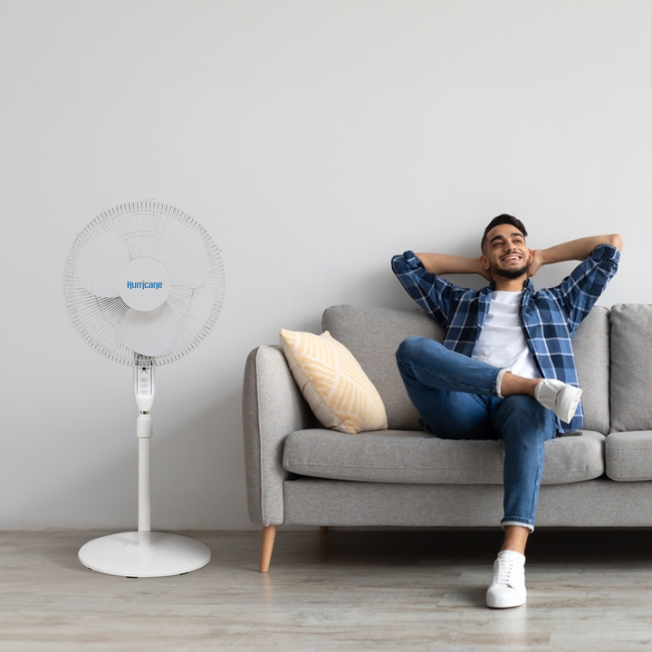 Hurricane Supreme 16 Inch 3 Speed Oscillating Stand Pedestal Fan, 2-Pack, White - VMInnovations