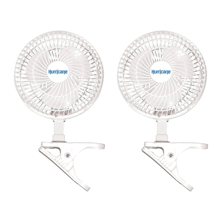 Hurricane Classic 6" Mini Clip On Fan for Desks & Night Stands, White (2 Pack)