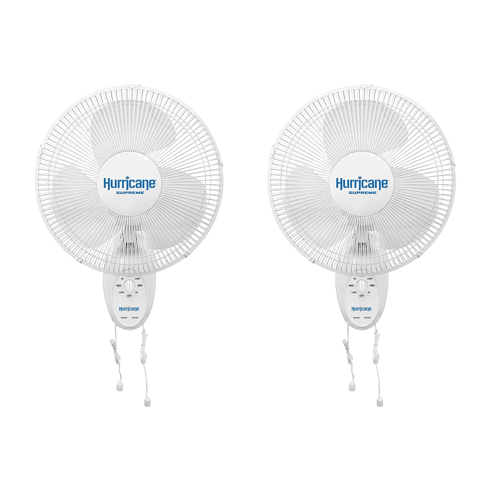 Hurricane Supreme 12 Inch Oscillating 3 Speed Portable Wall Mount Fan, 2 Pack - VMInnovations