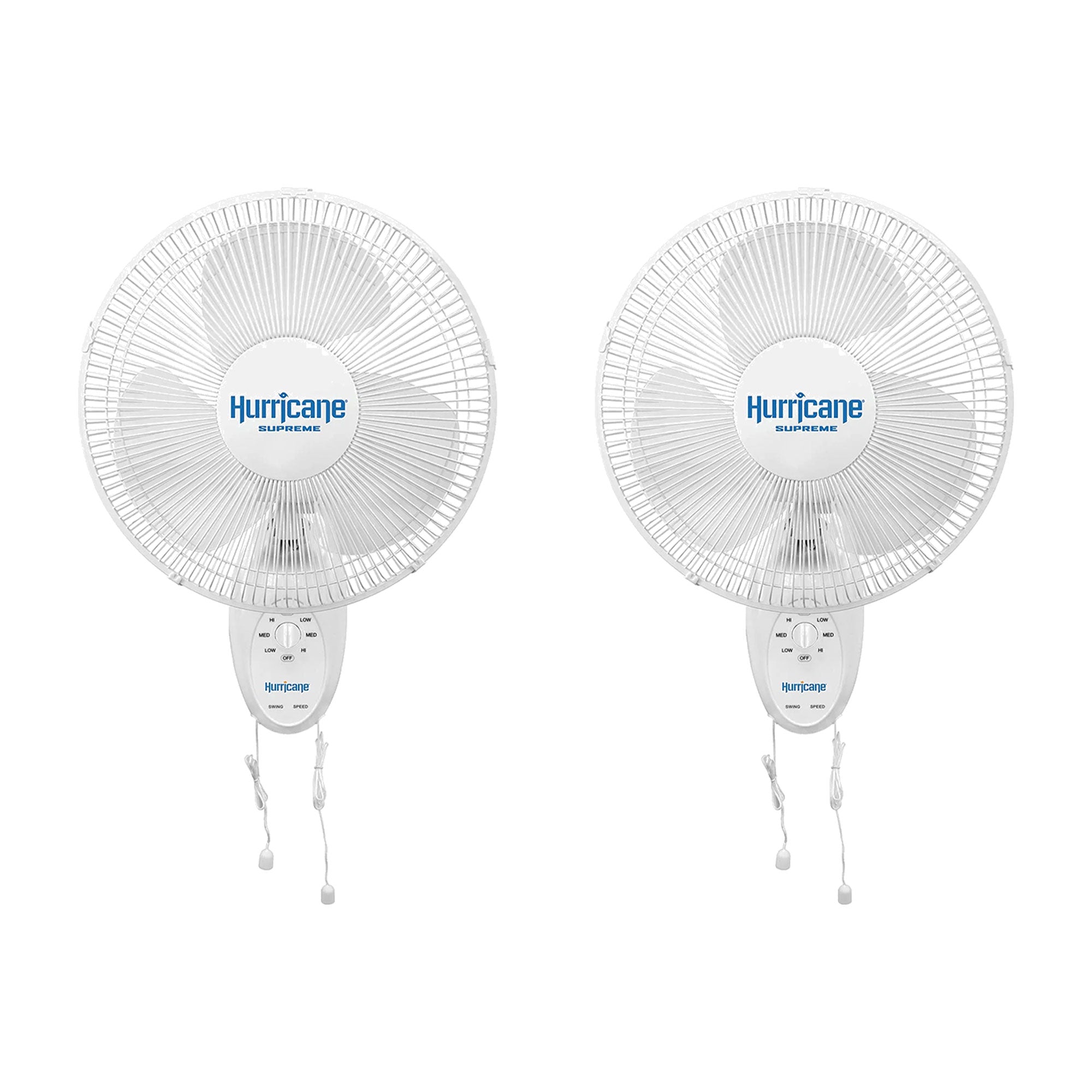 Hurricane Supreme 12 Inch Oscillating 3 Speed Portable Wall Mount Fan, 2 Pack - VMInnovations