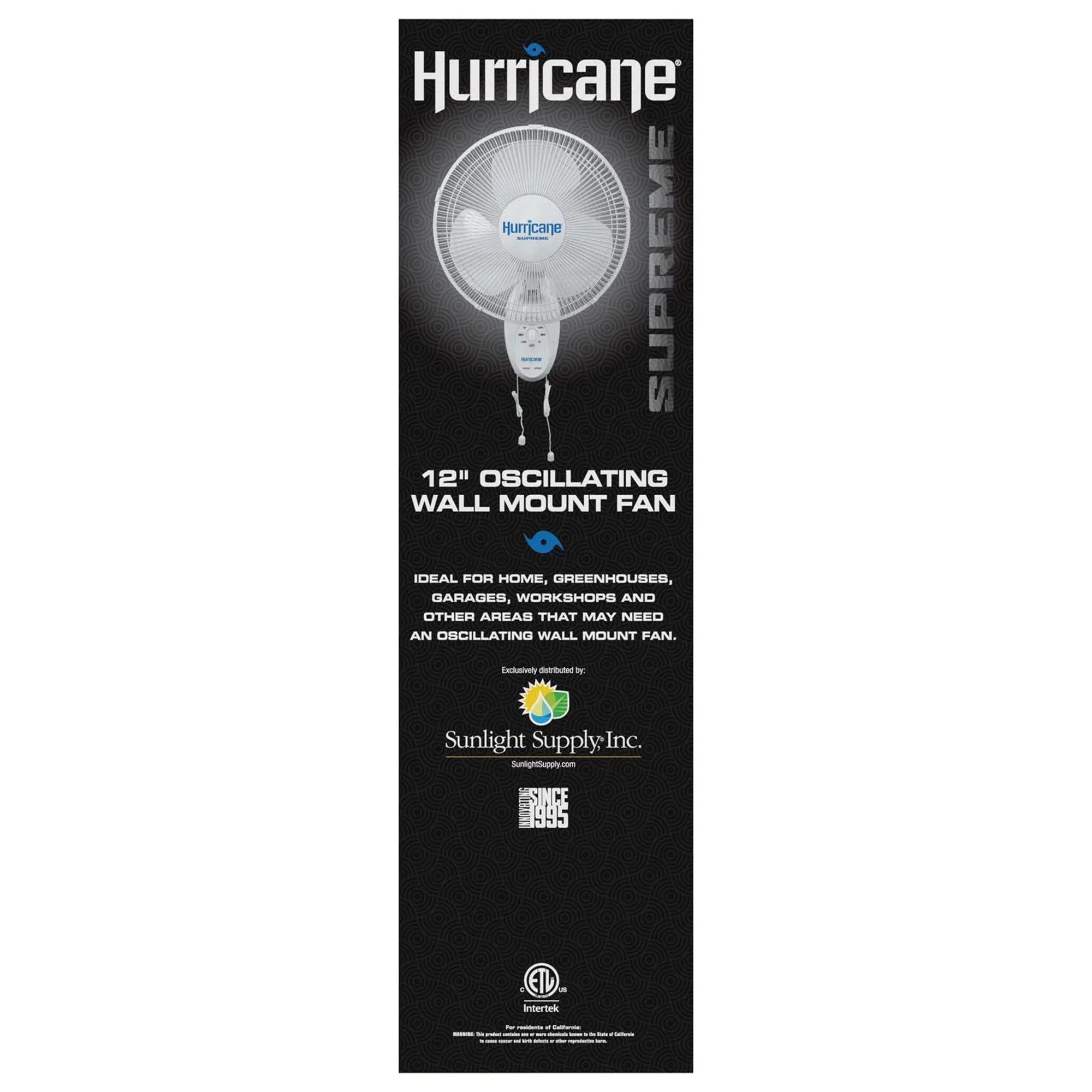 Hurricane Supreme 12 Inch Oscillating 3 Speed Portable Wall Mount Fan, 2 Pack - VMInnovations