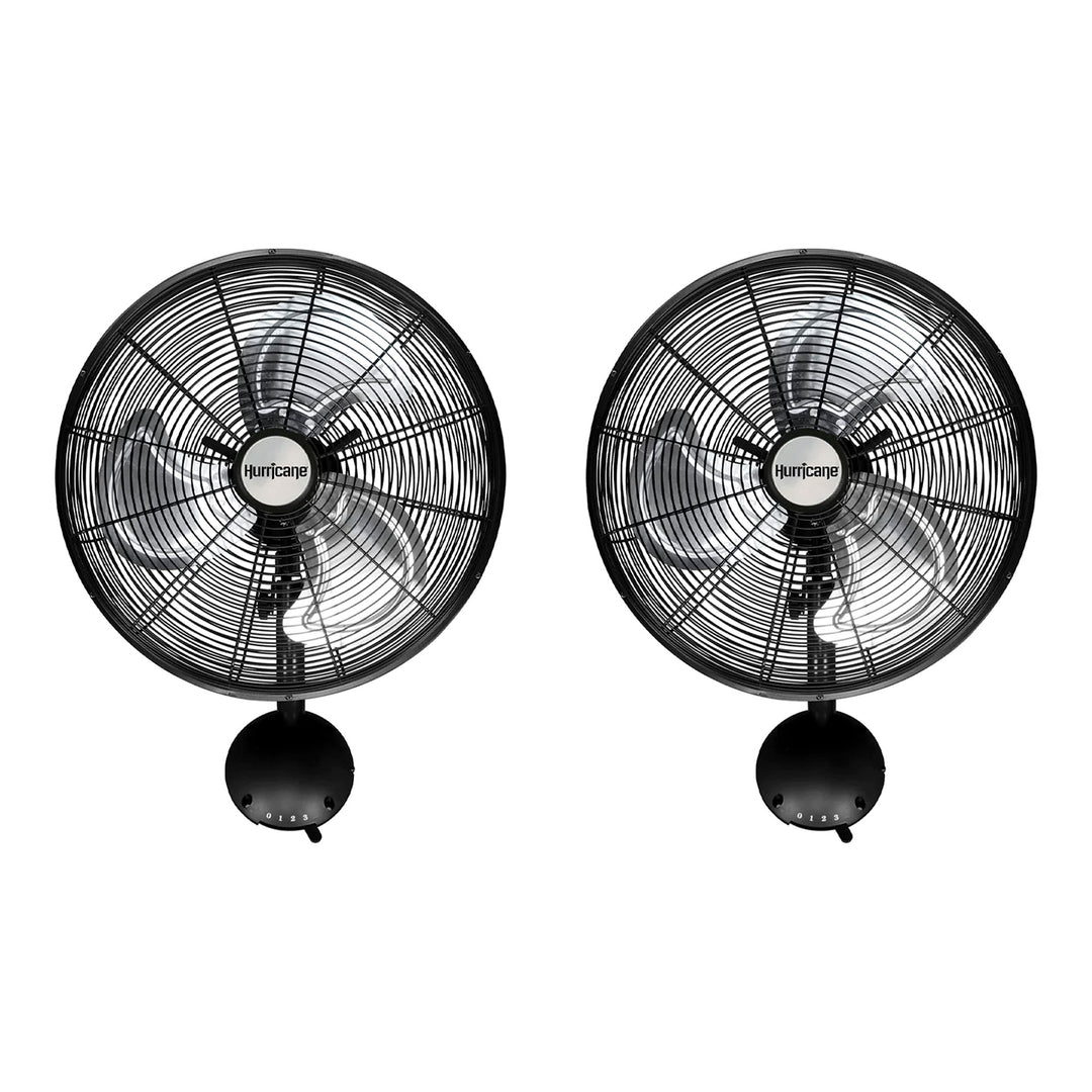 Hurricane 16 Inch Pro High Velocity Oscillating Metal Wall Fan, Black (2 Pack) - VMInnovations