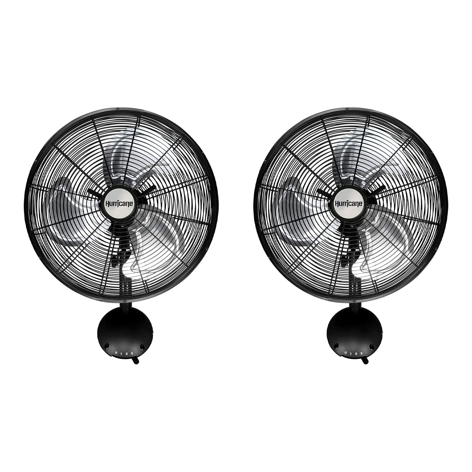 Hurricane 16 Inch Pro High Velocity Oscillating Metal Wall Fan, Black (2 Pack) - VMInnovations