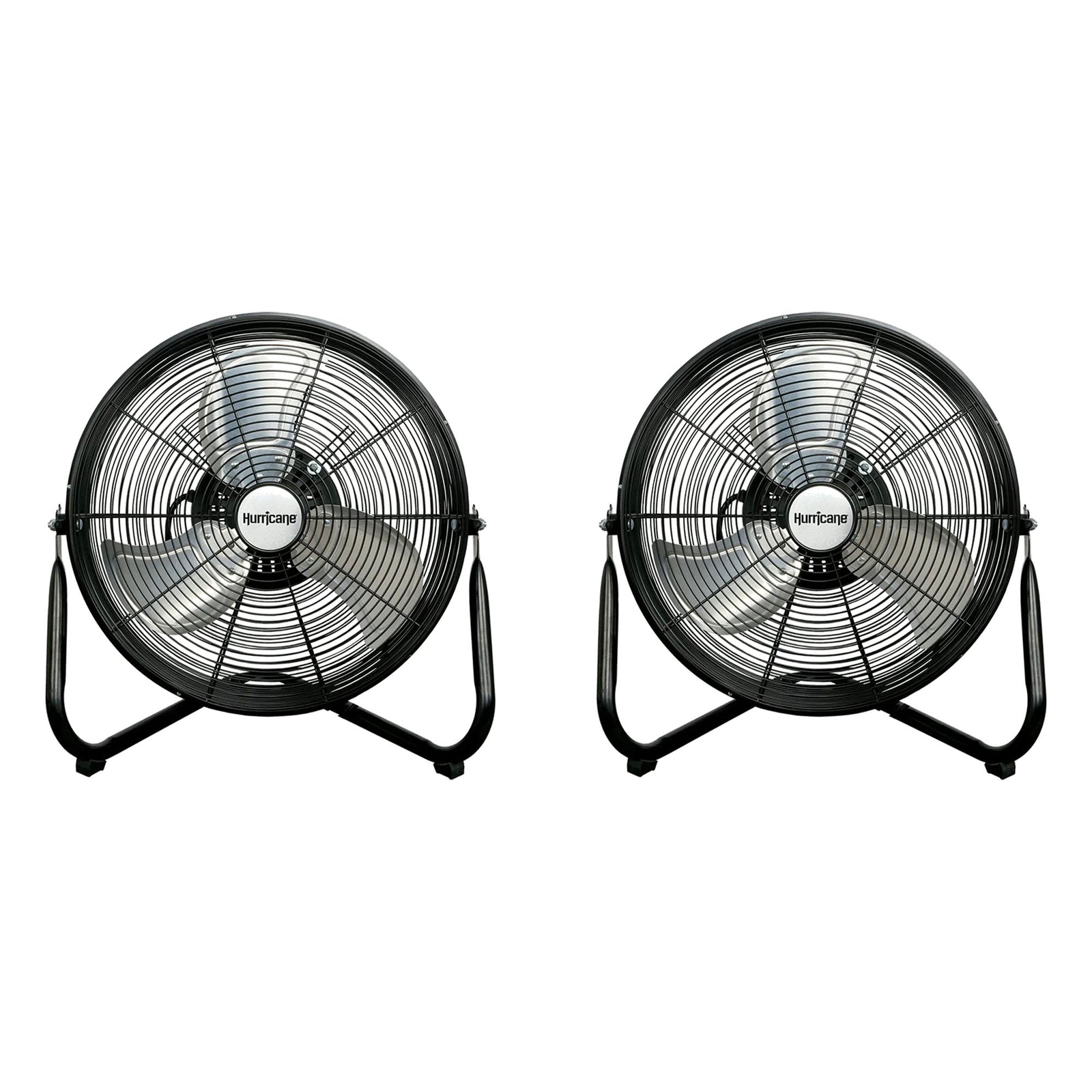 Hurricane Pro Series 16" High Velocity Metal Orbital Floor Fan, Black (2 Pack) - VMInnovations