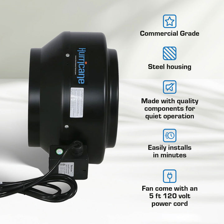 Hurricane 10" Commercial Grade Inline Wall Fan For HVAC & Ventilation (2 Pack) - VMInnovations