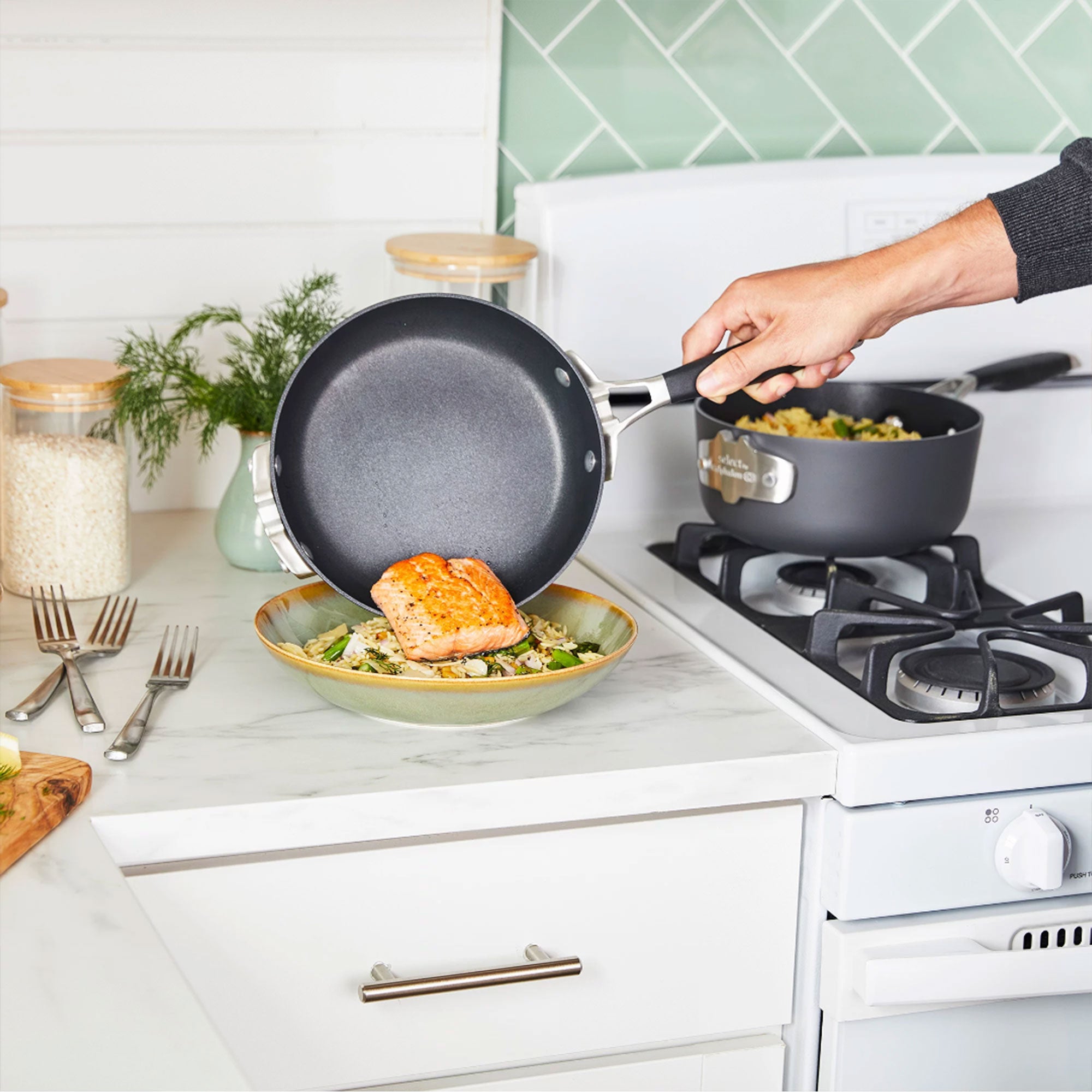 Calphalon Select Classic Hard Water Based Anodized Nonstick 10 Piece Cooking Set - VMInnovations