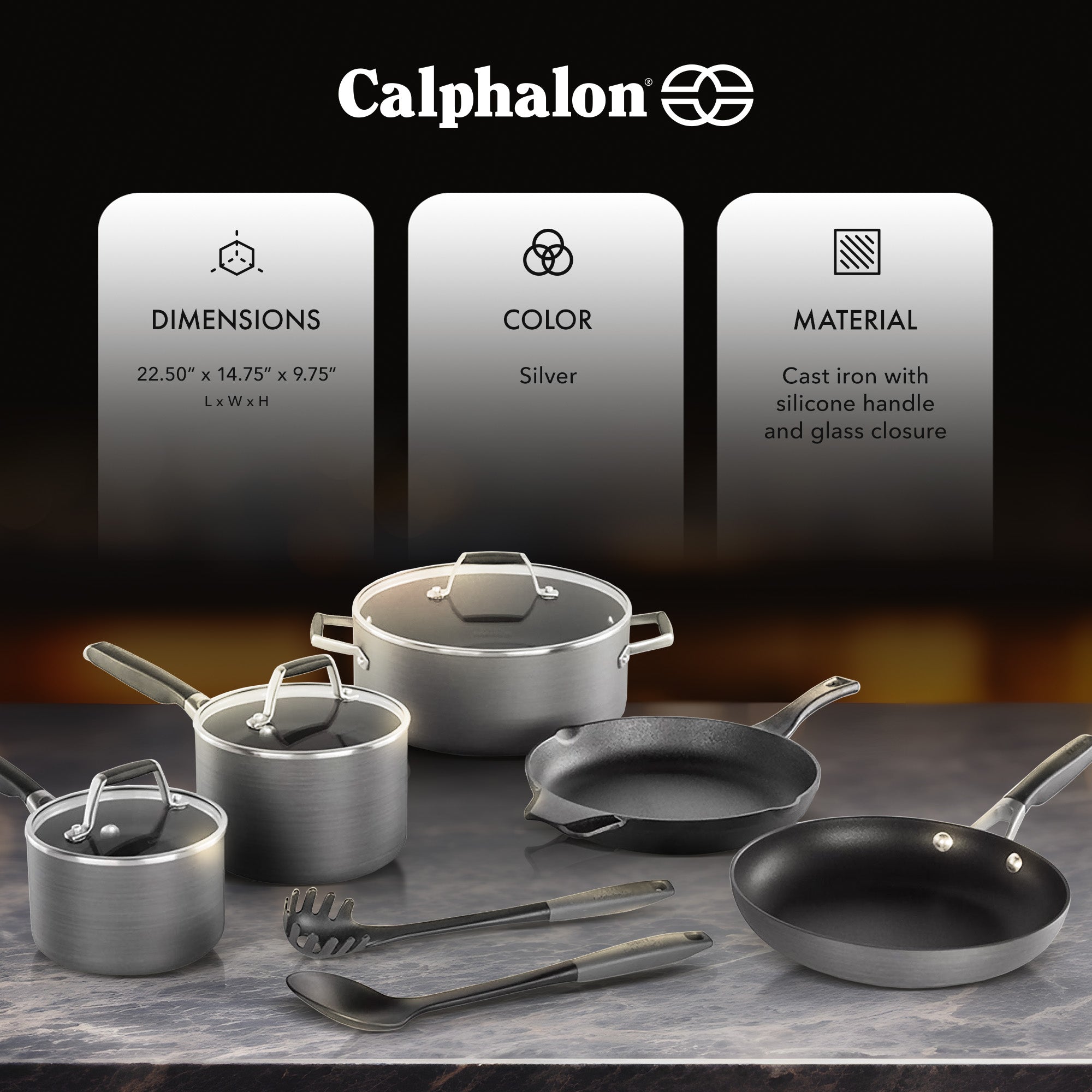 Calphalon Classic Hard Water Based Anodized Nonstick 10 Piece Cooking Set (Used)