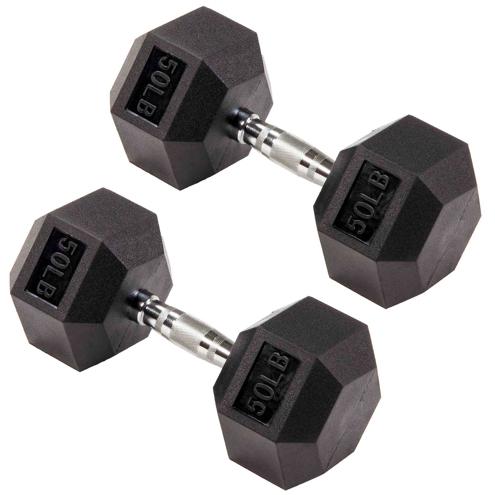 Signature Fitness Hex Dumbbells Strength Training Workout Equipment Set, 50 lbs - VMInnovations