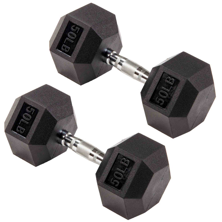 Signature Fitness Hex Dumbbells Strength Training Workout Equipment Set, 50 lbs - VMInnovations