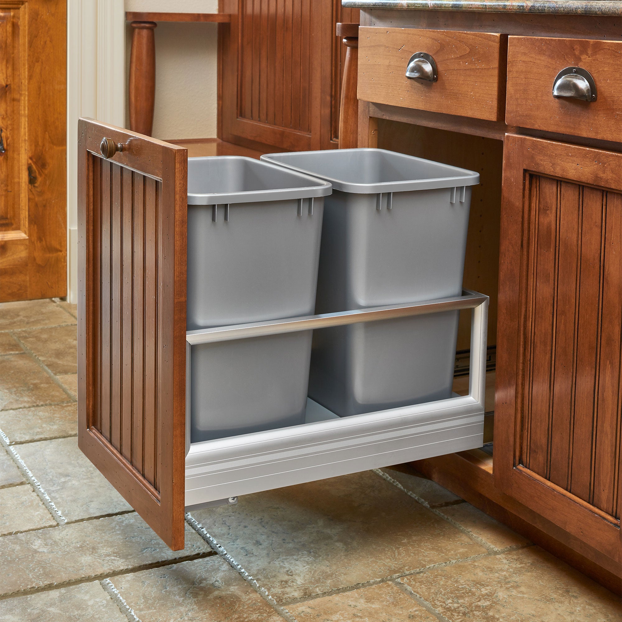 Rev-A-Shelf Polymer Replacement 27 qt. Trash Bin, Silver, 2 Pack, RV-1024-17-2 - VMInnovations