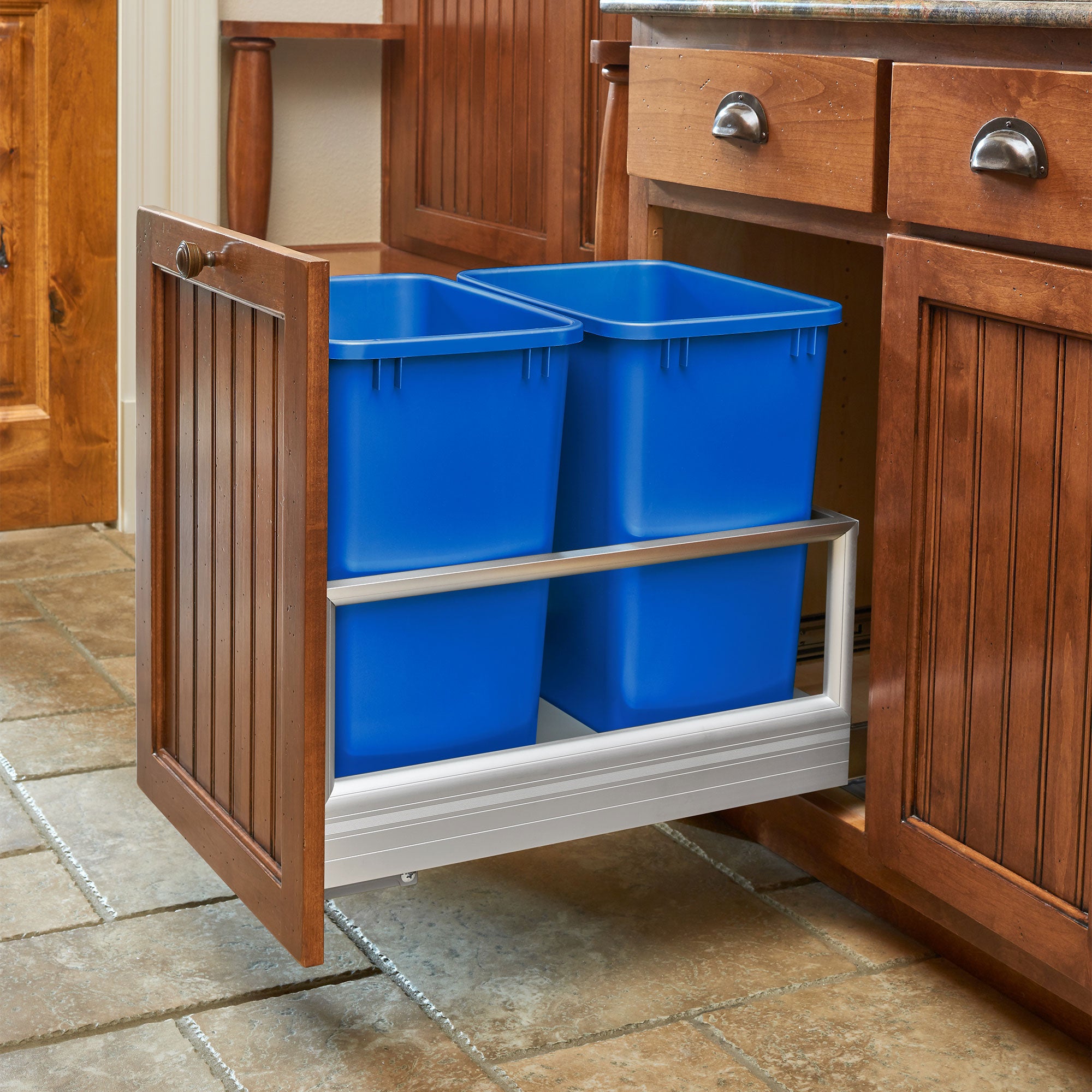 Rev-A-Shelf Polymer Replacement 27 qt. Trash Bin, Blue, 2 Pack, RV-1024-22-2 - VMInnovations