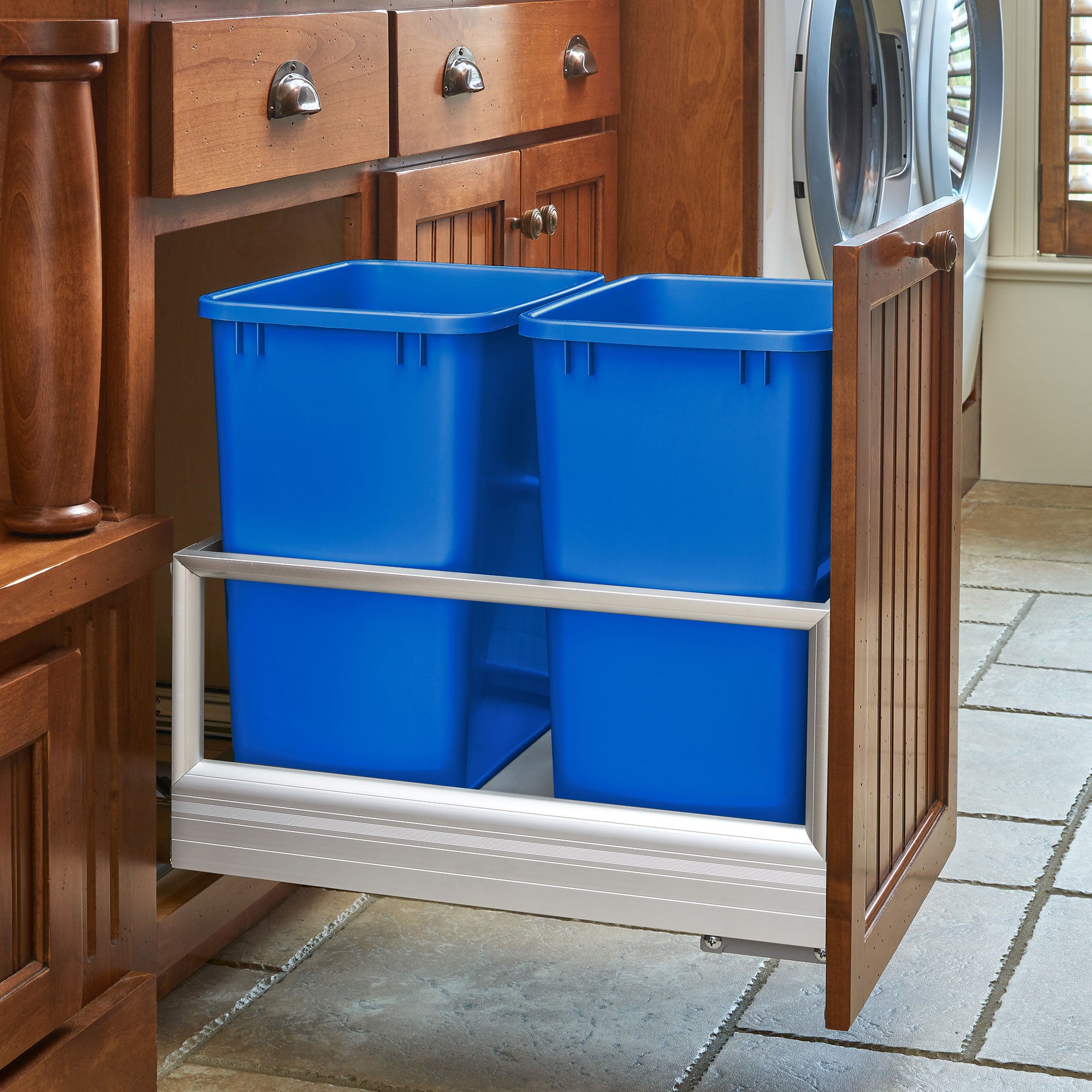 Rev-A-Shelf Polymer Replacement 27 qt. Trash Bin, Blue, 2 Pack, RV-1024-22-2 - VMInnovations