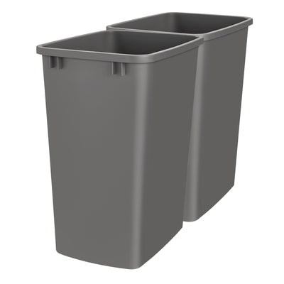 Rev-A-Shelf Polymer Replacement 35 Quart Trash Bin, Gray, 2 Pack, RV-35-13-2