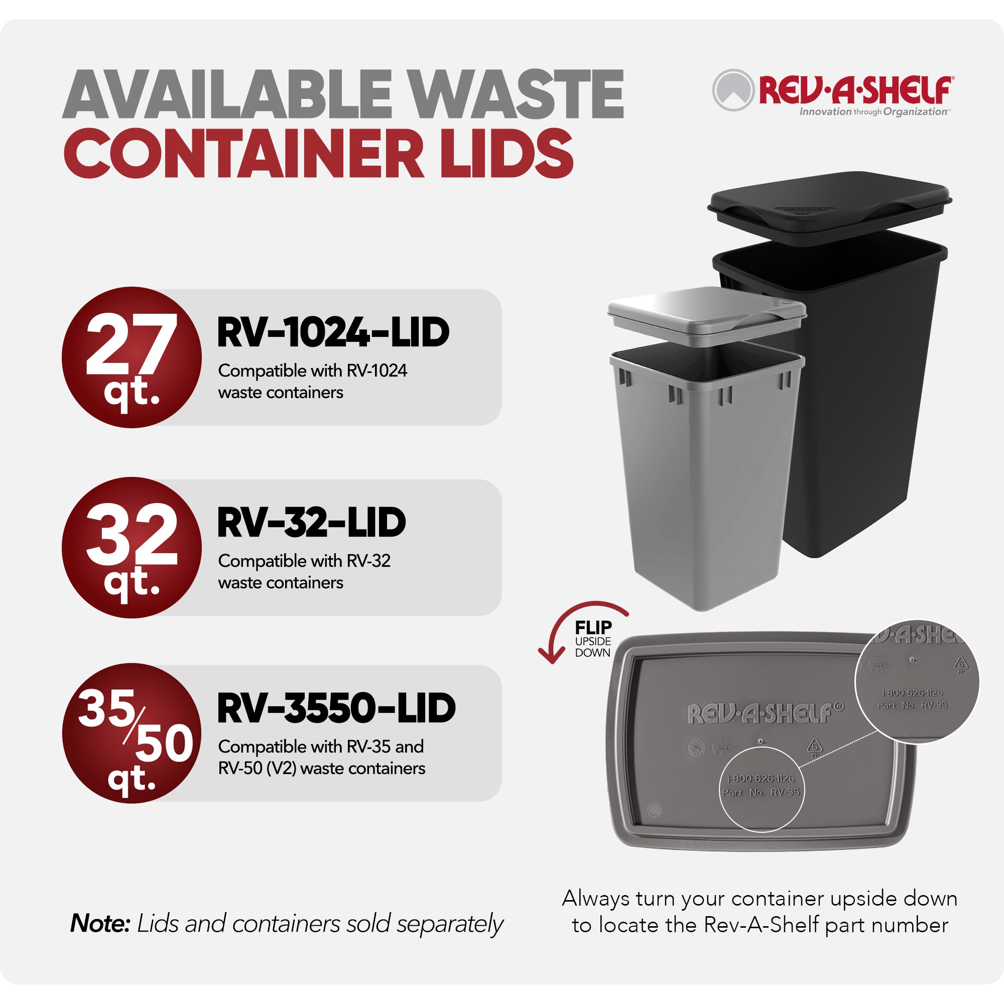 Rev-A-Shelf Polymer Replacement 35 qt. Trash Bin, Blue, 2 Pack, RV-35-22-2