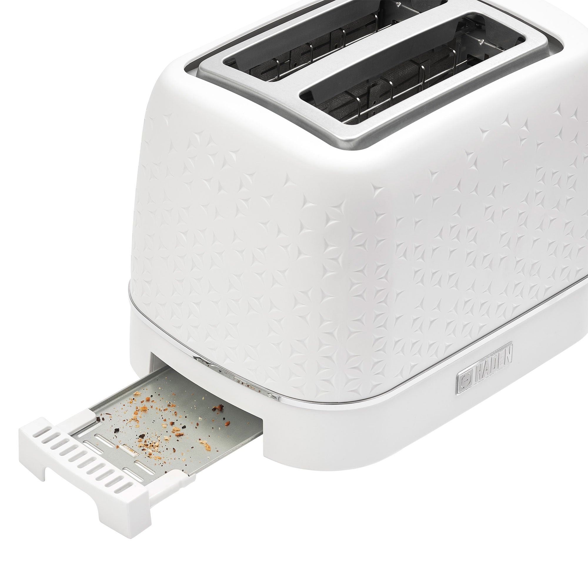Haden 2 Slice Wide Slot Stainless Steel Toaster, White & Chrome(Open Box) - VMInnovations