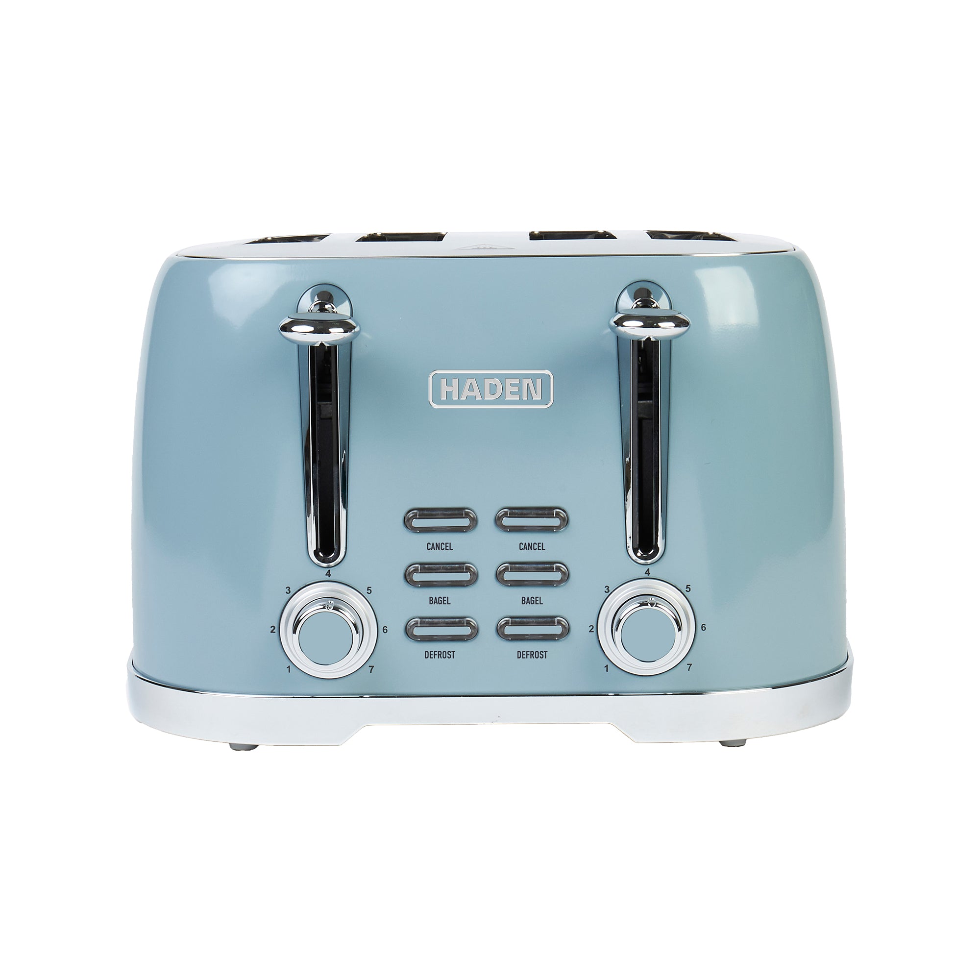 Haden Stainless Steel 4 Slice Toaster with Extra Wide Slots, Sky Blue (Open Box) - VMInnovations