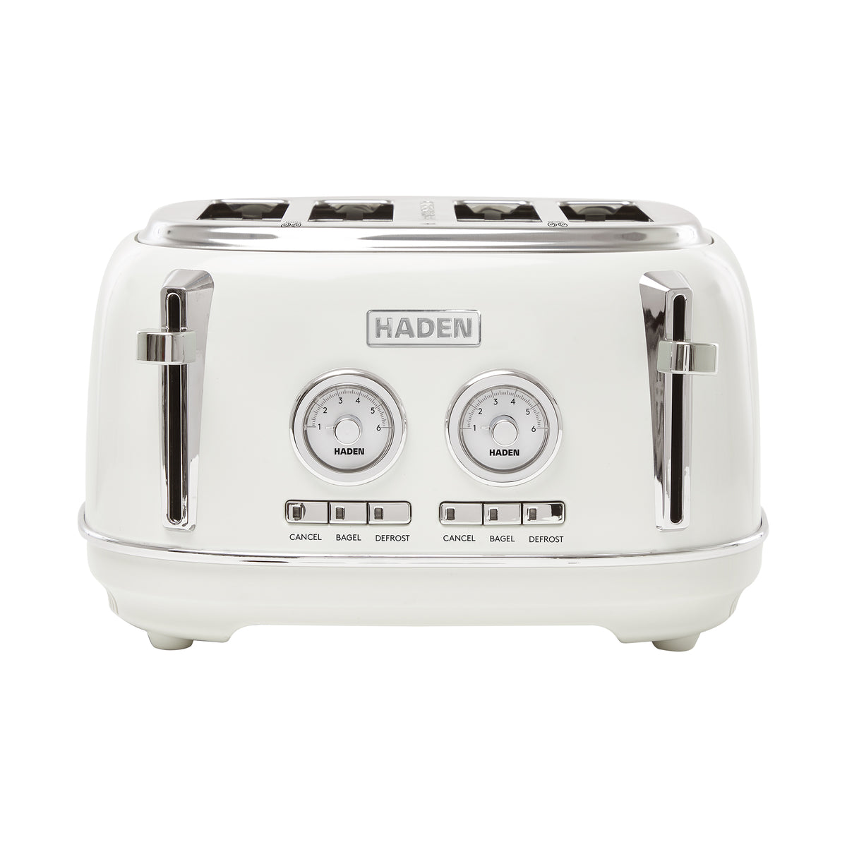 Haden 4 Slice Wide Slot Stainless Steel Toaster, Ivory & Chrome (Open Box)