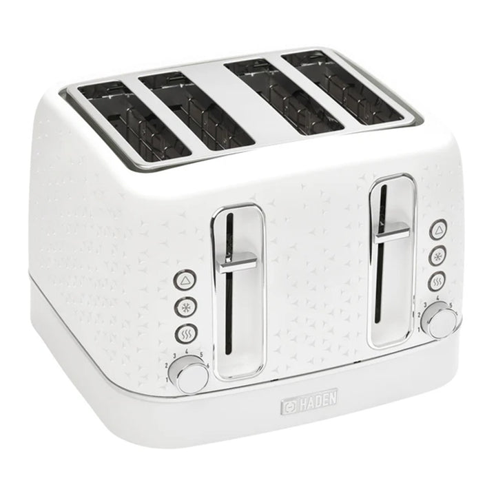 Haden Starbeck 4 Slice Wide Slot Stainless Toaster, White & Chrome (Open Box) - VMInnovations