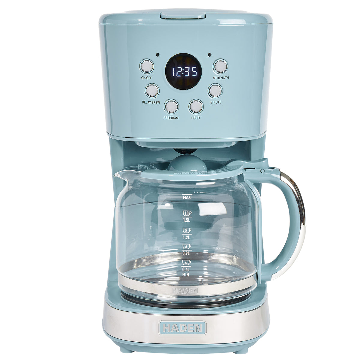 Haden Brighton 12 Cup Sleek Modern Nautical Coffee Maker, Sky Blue (Open Box)