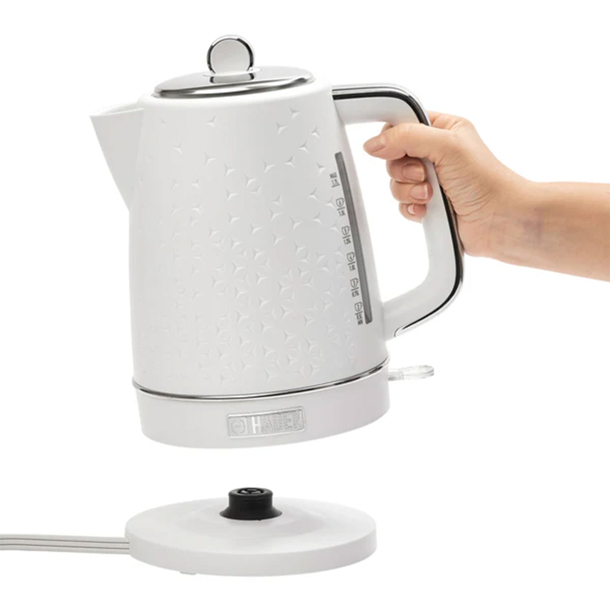 Haden Electric Kettle Textured w/Auto Shut Off & Light Indicator, White (Used) - VMInnovations