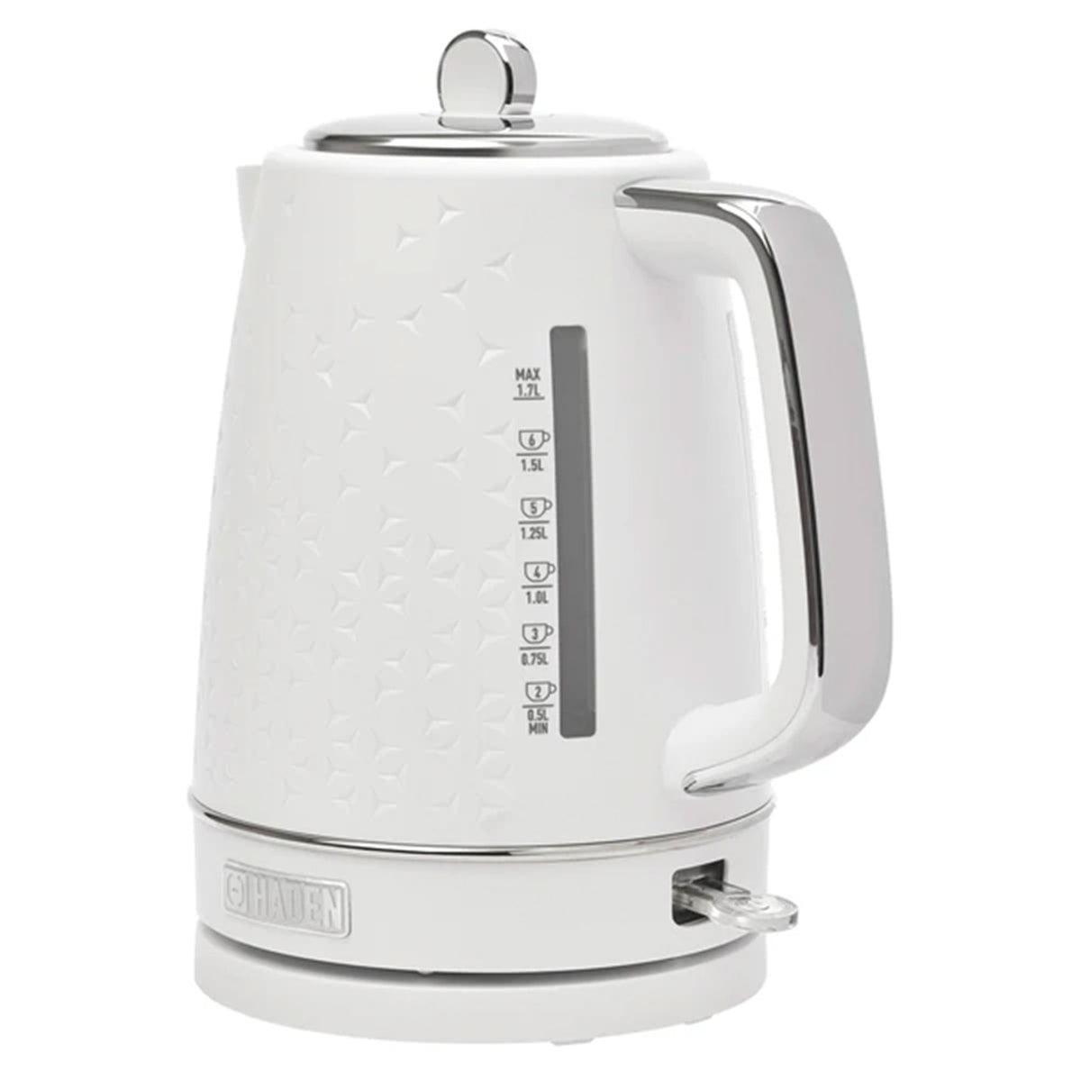 Haden Electric Kettle Textured w/Auto Shut Off & Light Indicator, White (Used) - VMInnovations