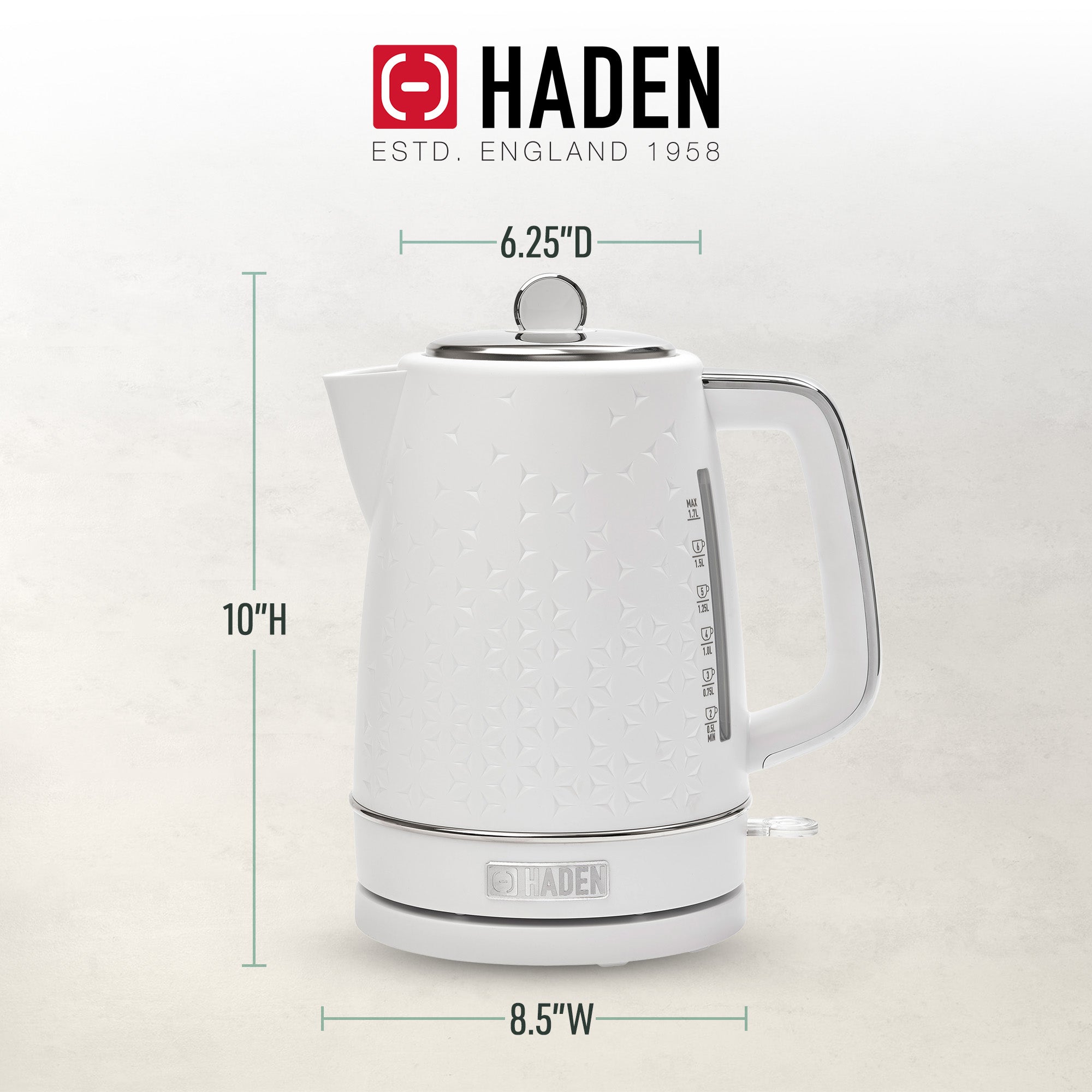 Haden Starbeck Electric Kettle w/Auto Shut Off & Light Indicator,White(Open Box) - VMInnovations