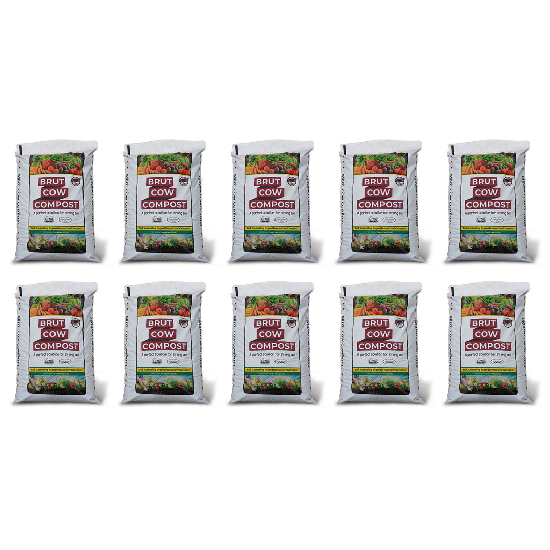 Brut Organic 1 Cu Ft Pure Nutrient Rich Garden Enhancer Cow Compost, (10 Pack) - VMInnovations