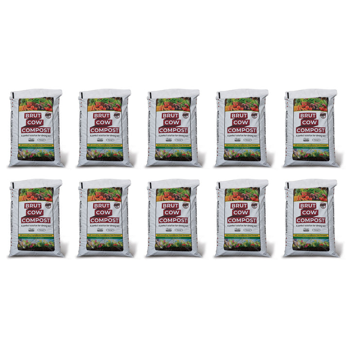 Brut Organic 1 Cu Ft Pure Nutrient Rich Garden Enhancer Cow Compost, (10 Pack) - VMInnovations