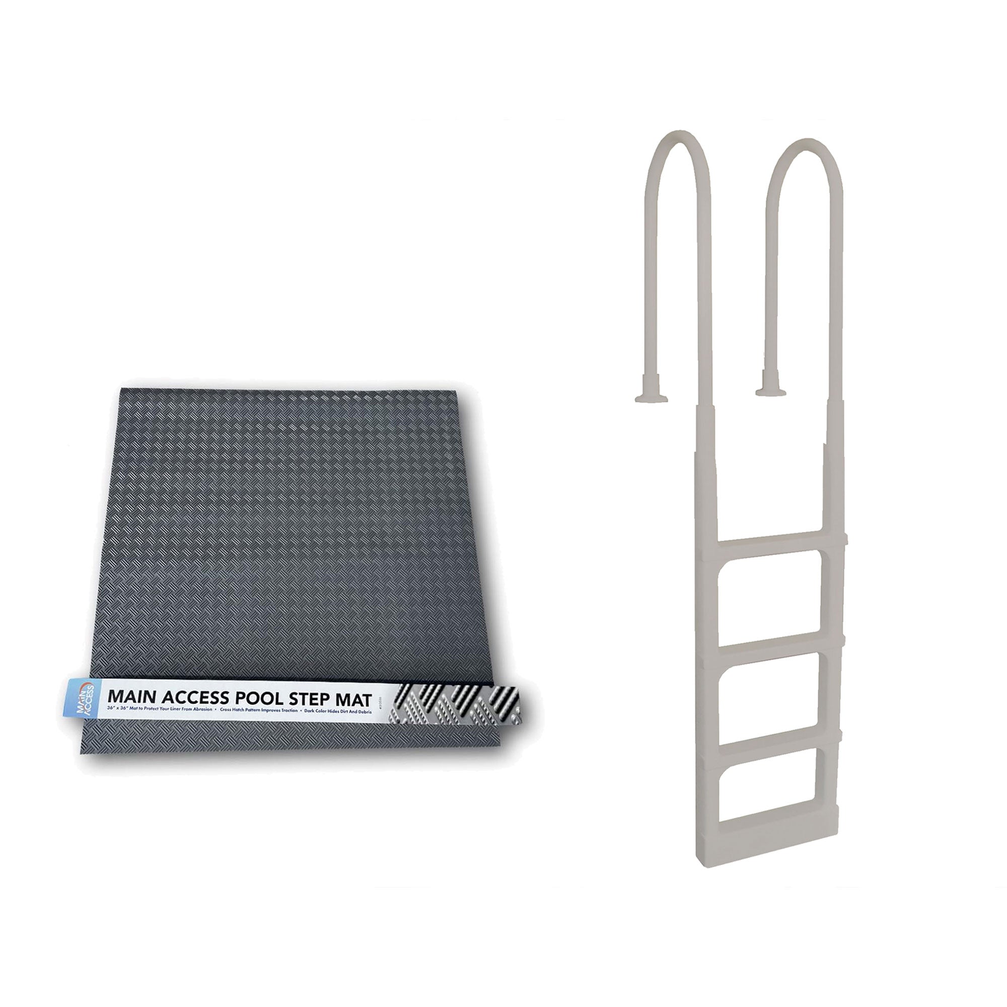 Main Access Large Pool Step Ladder Guard Mat with ProSeries Adjustable Ladder