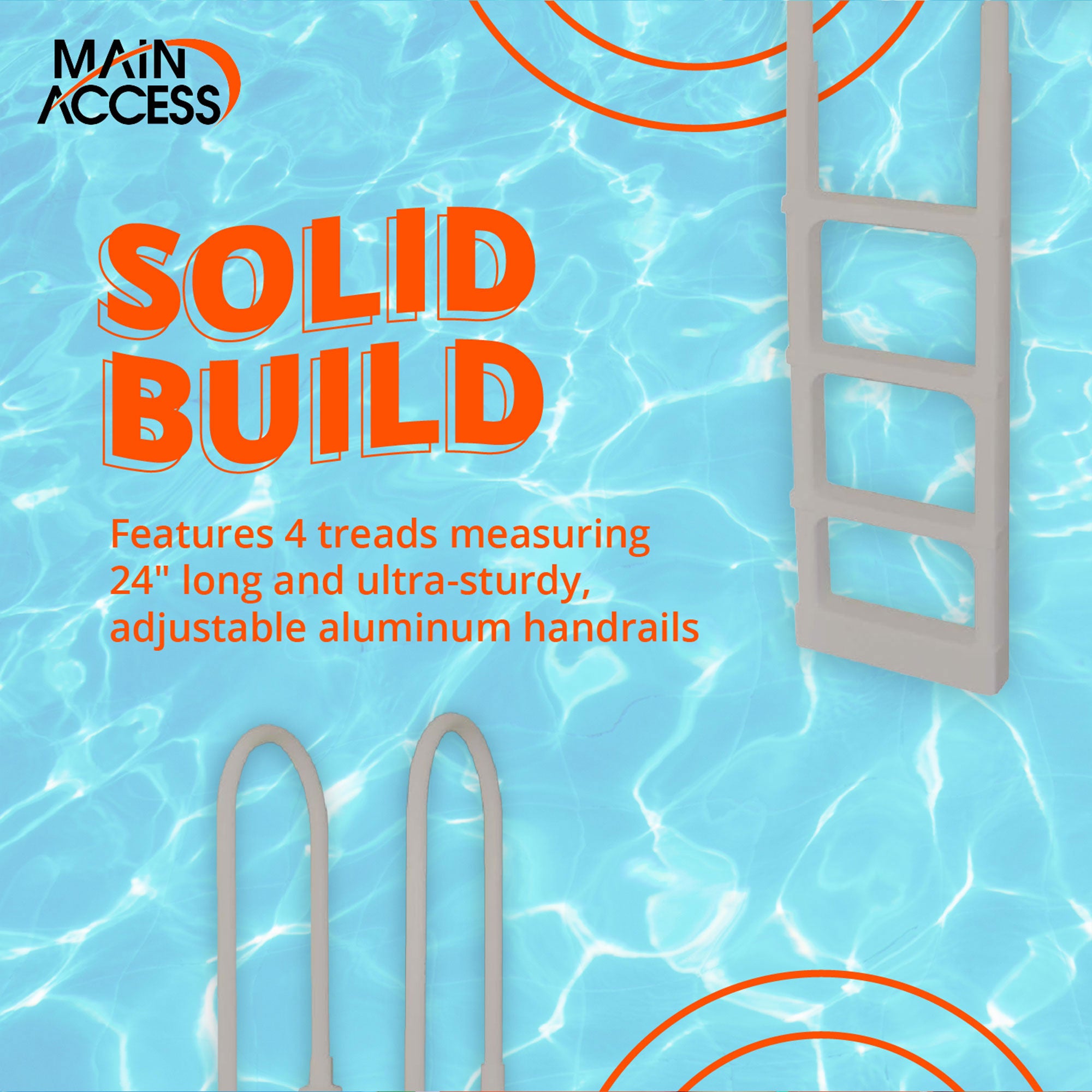 Main Access Large Pool Step Ladder Guard Mat with ProSeries Adjustable Ladder