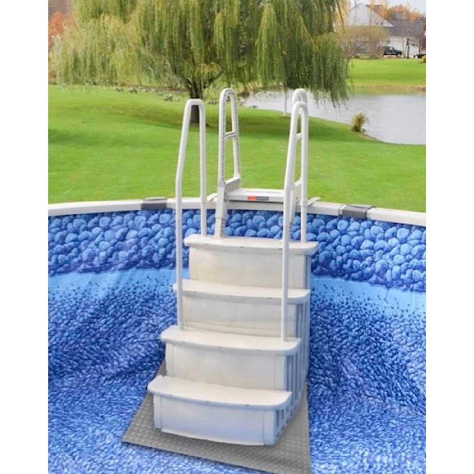 Main Access Large Pool Step Ladder Guard Mat with ProSeries Adjustable Ladder