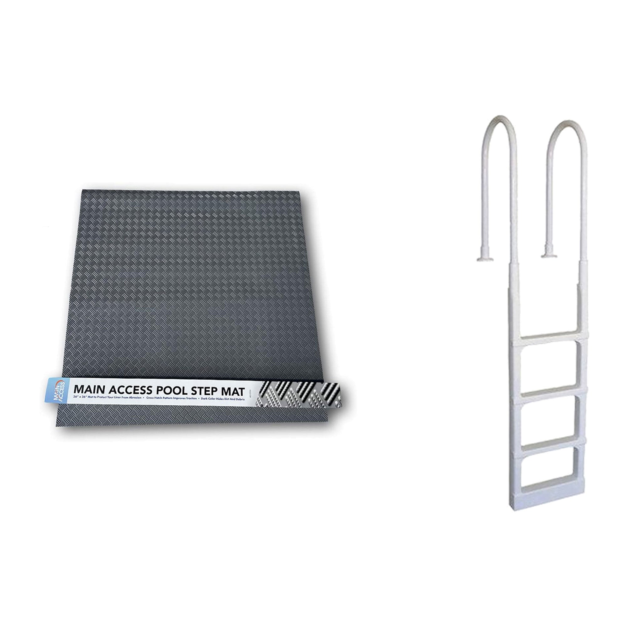 Main Access Large 36 x 36" Step Ladder Guard Mat with ProSeries Pool Step Ladder