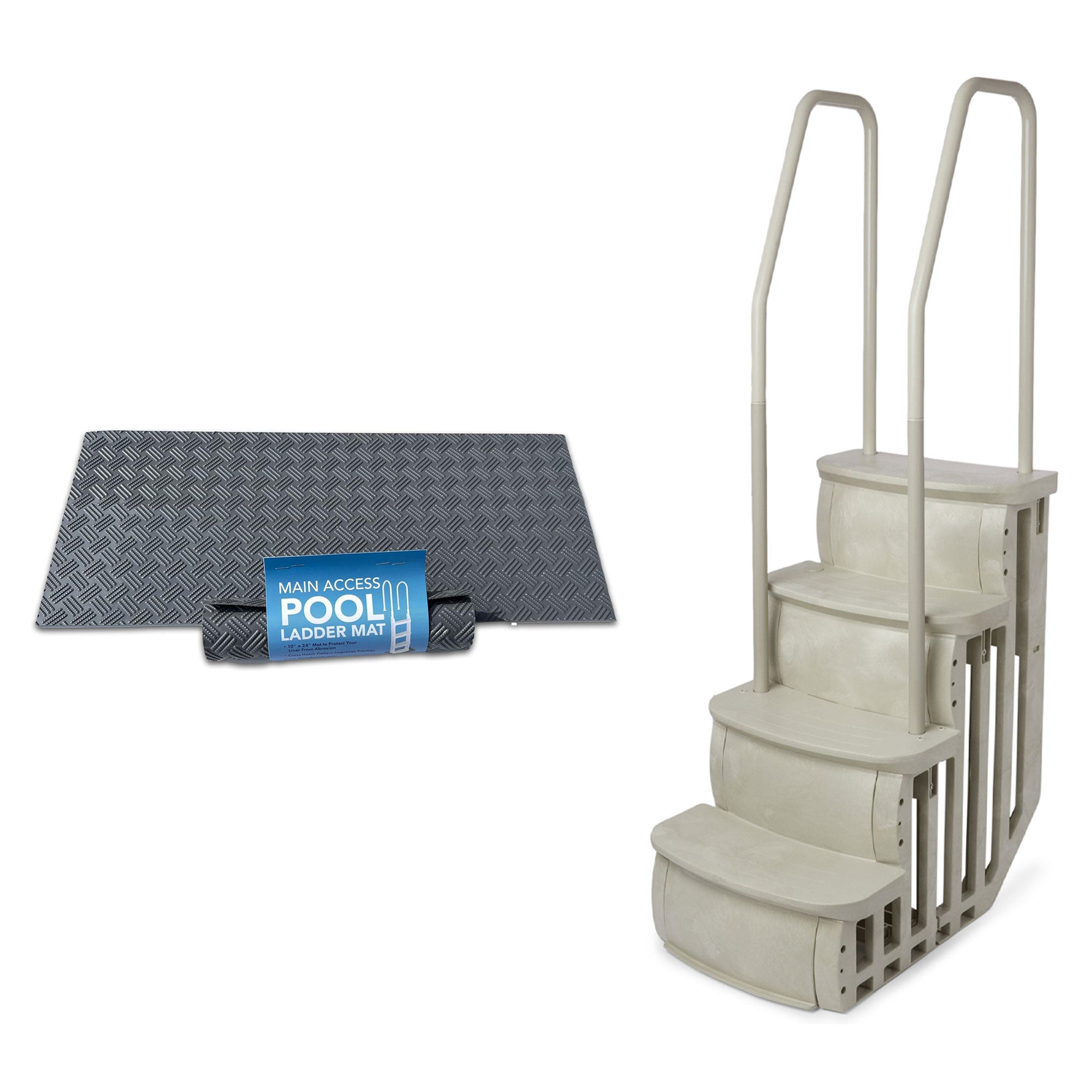 Main Access Large Ladder Guard Mat, Gray + Main Access iStep Step Ladder, Taupe - VMInnovations