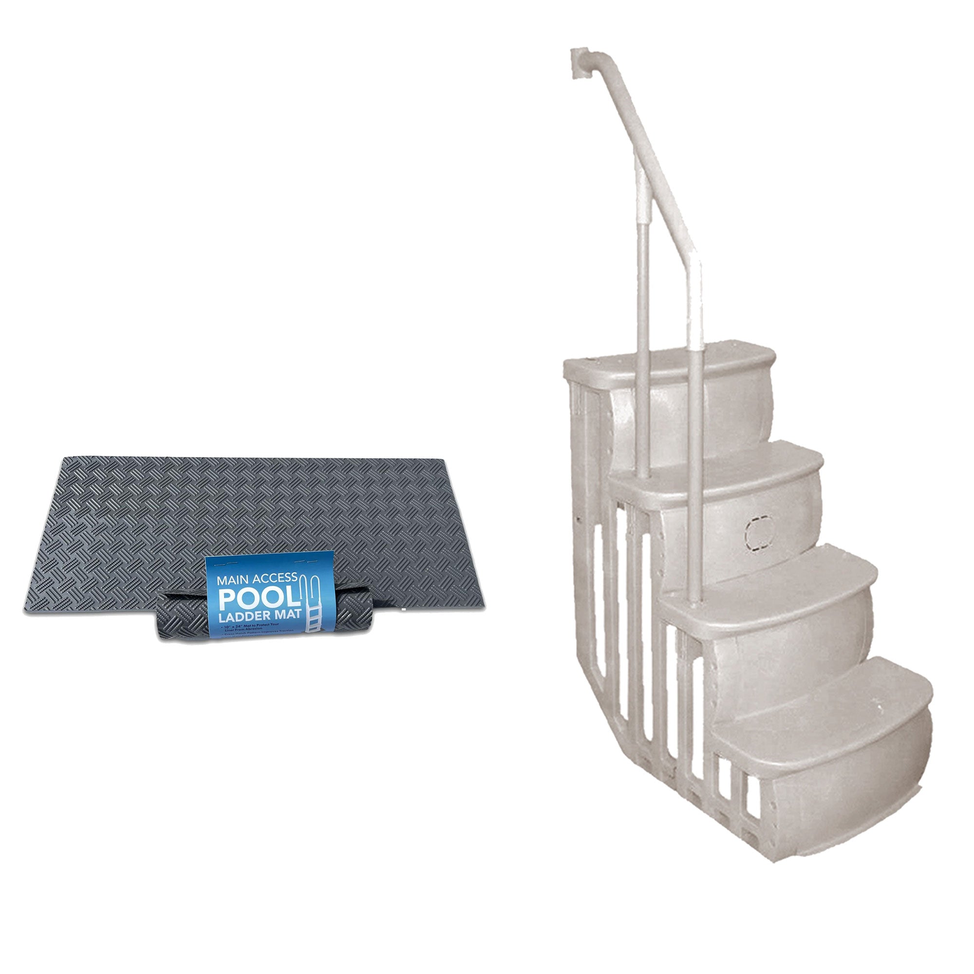 Main Access Large Pool Step Ladder Guard Mat, Gray + Main Access Pool Entrance - VMInnovations