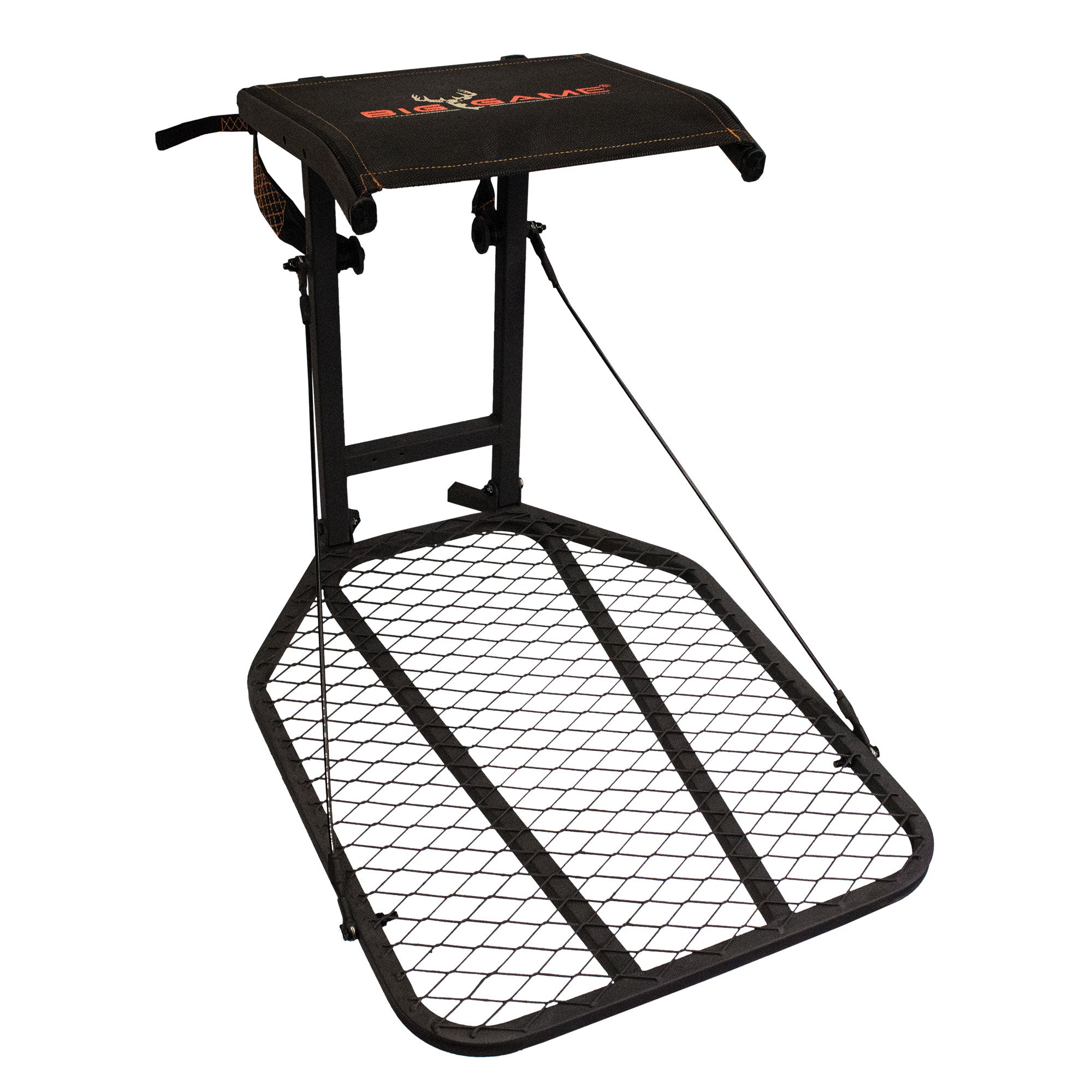 Big Game Steel Hang-On Treestand with 14"x12" Flip-Back Seat, Black (Open Box)